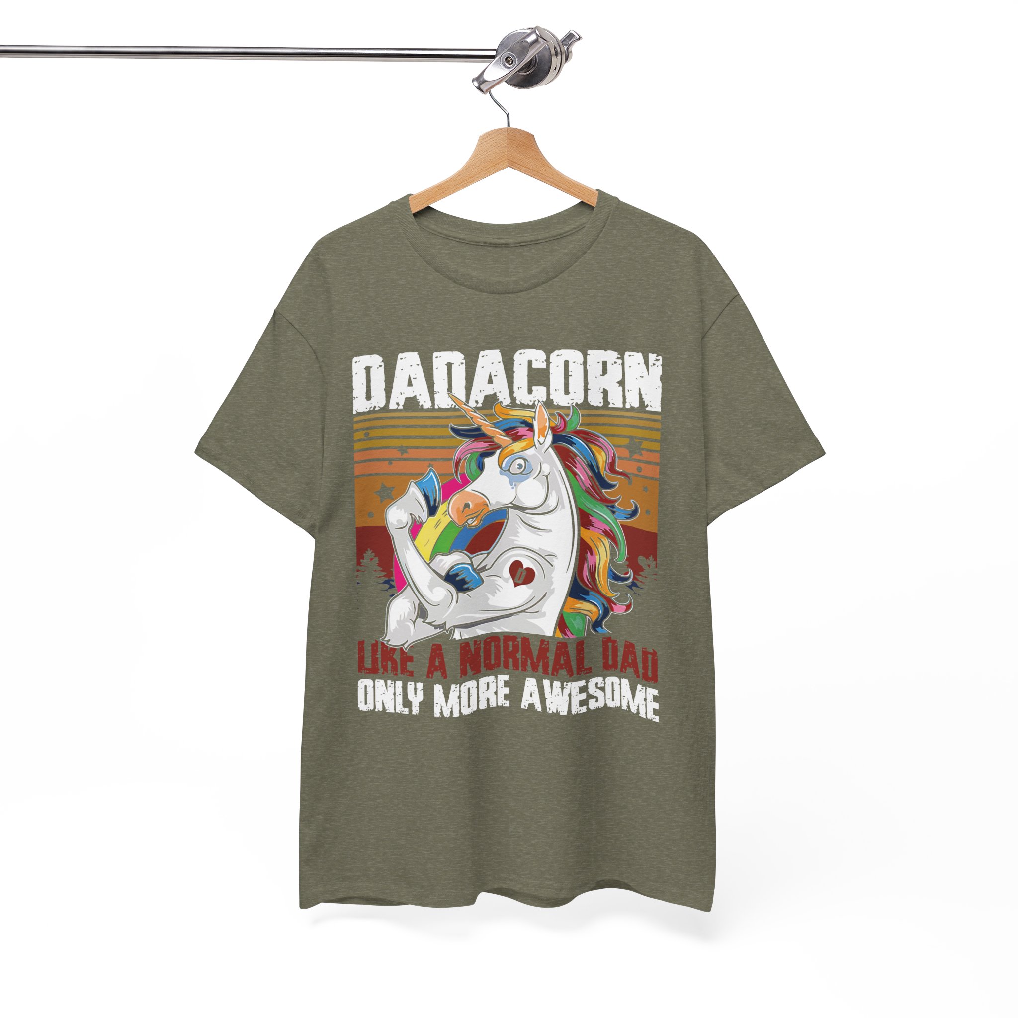 Dadacorn Awesome Dad Unicorn Retro T-Shirt - Image 4