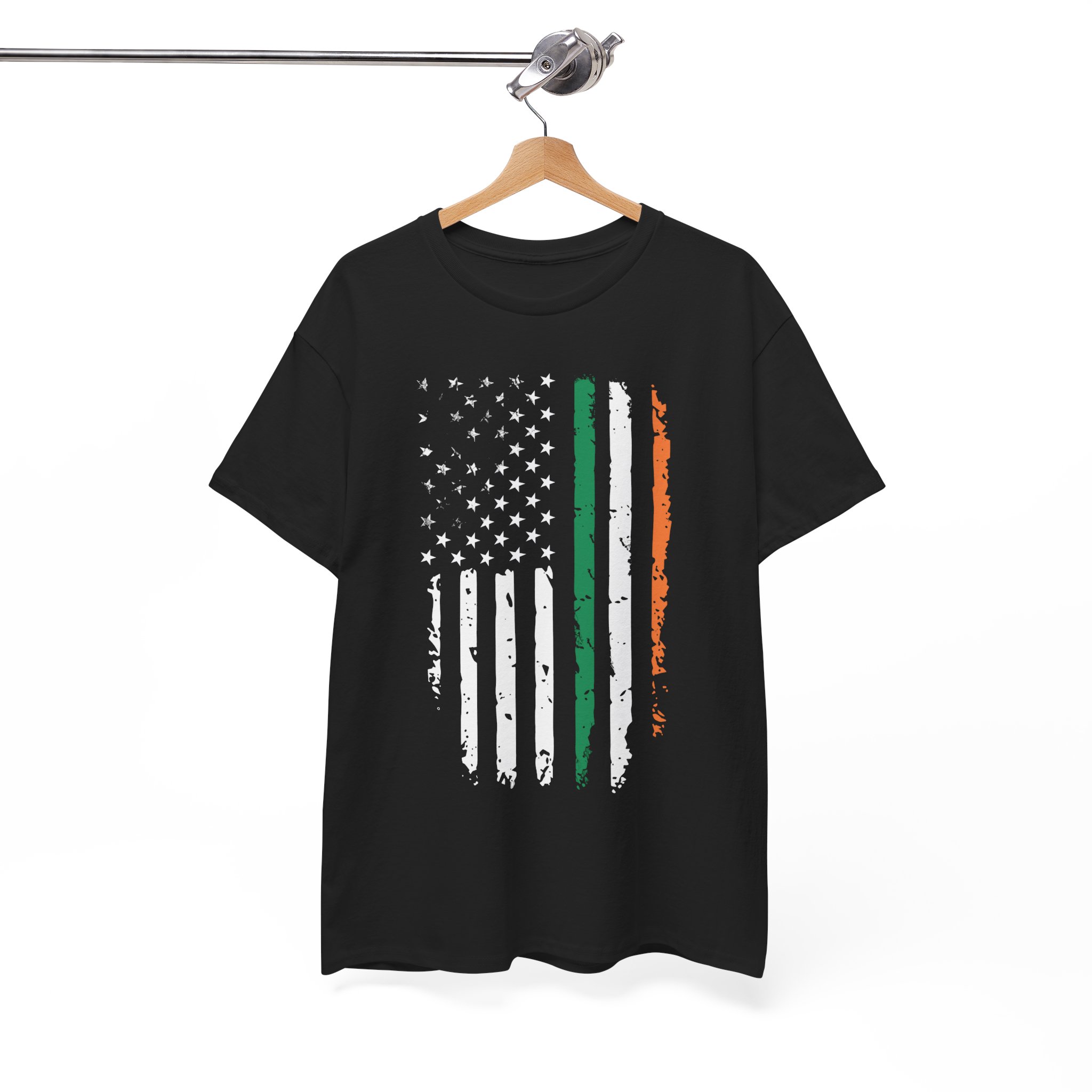 Irish Flag Distressed American Flag T-Shirt - Image 2