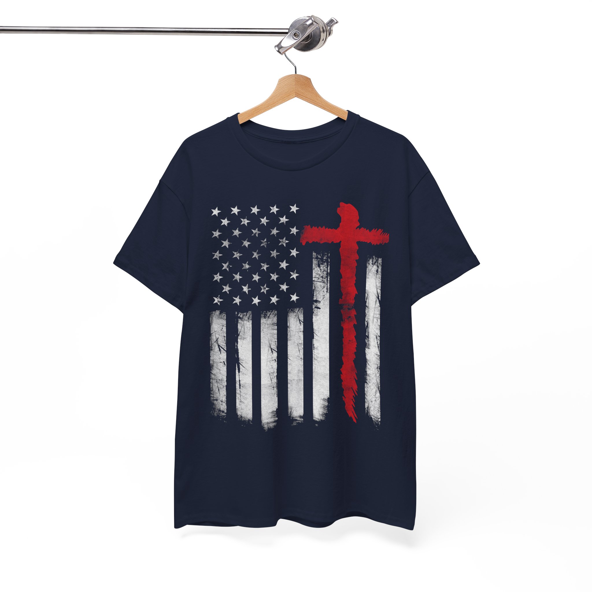 Christian Cross American Flag T-Shirt - Image 8