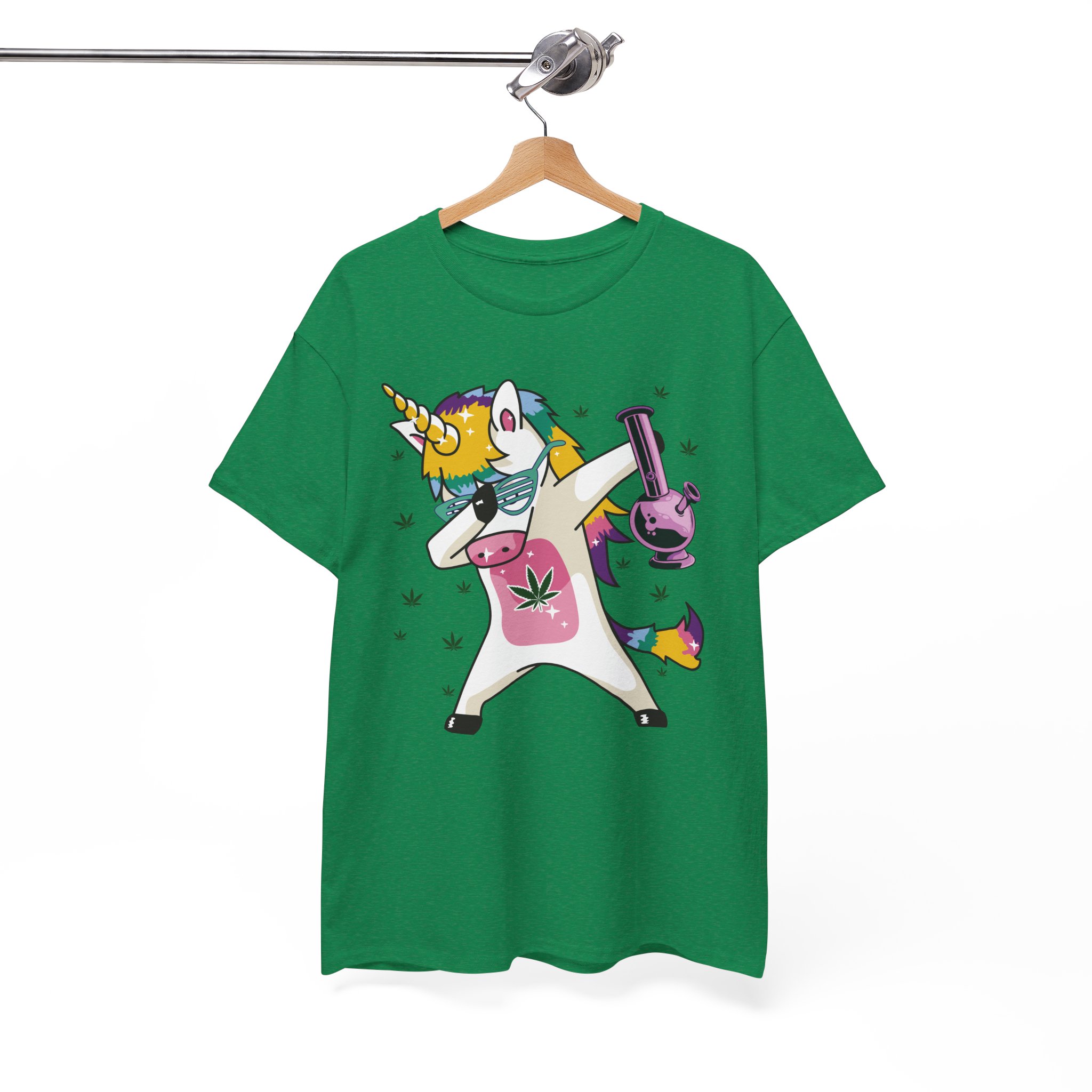 Unicorn Dabbing With Bong & Leaf T-Shirt - Image 5