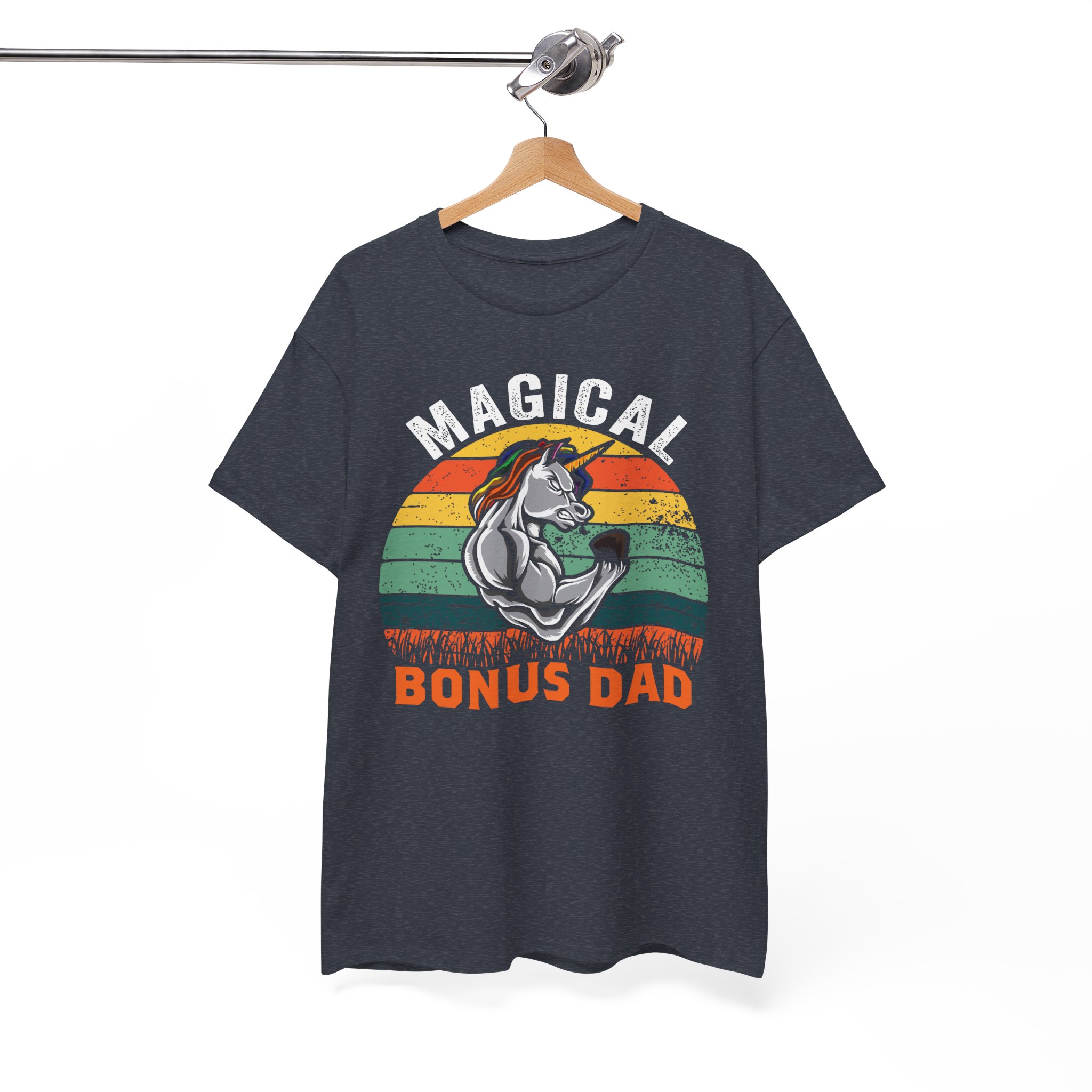Magical Bonus Dad Retro Unicorn Father Gift T-Shirt - Image 7