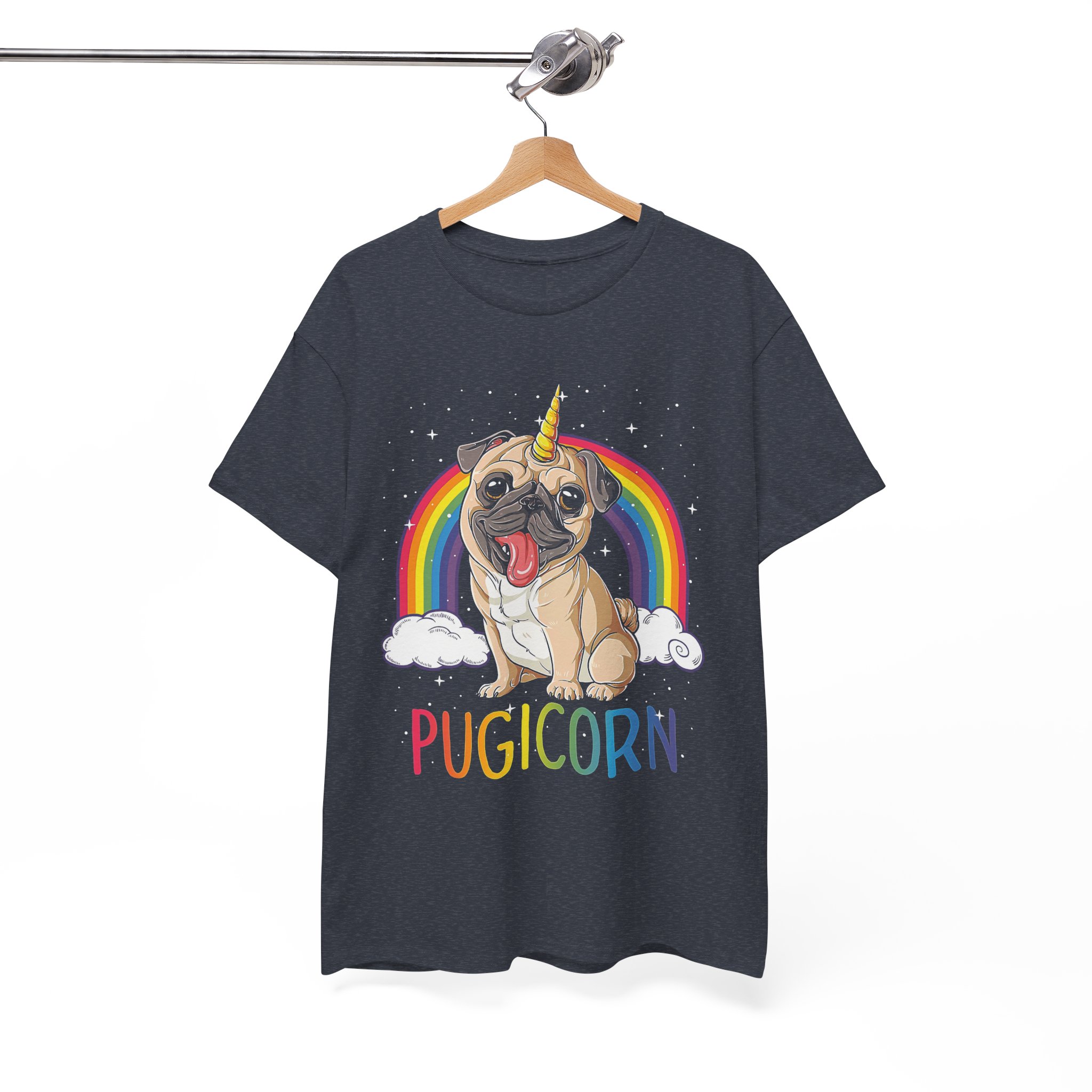 Pugicorn Cute Pug Dog With Unicorn Rainbow T-Shirt