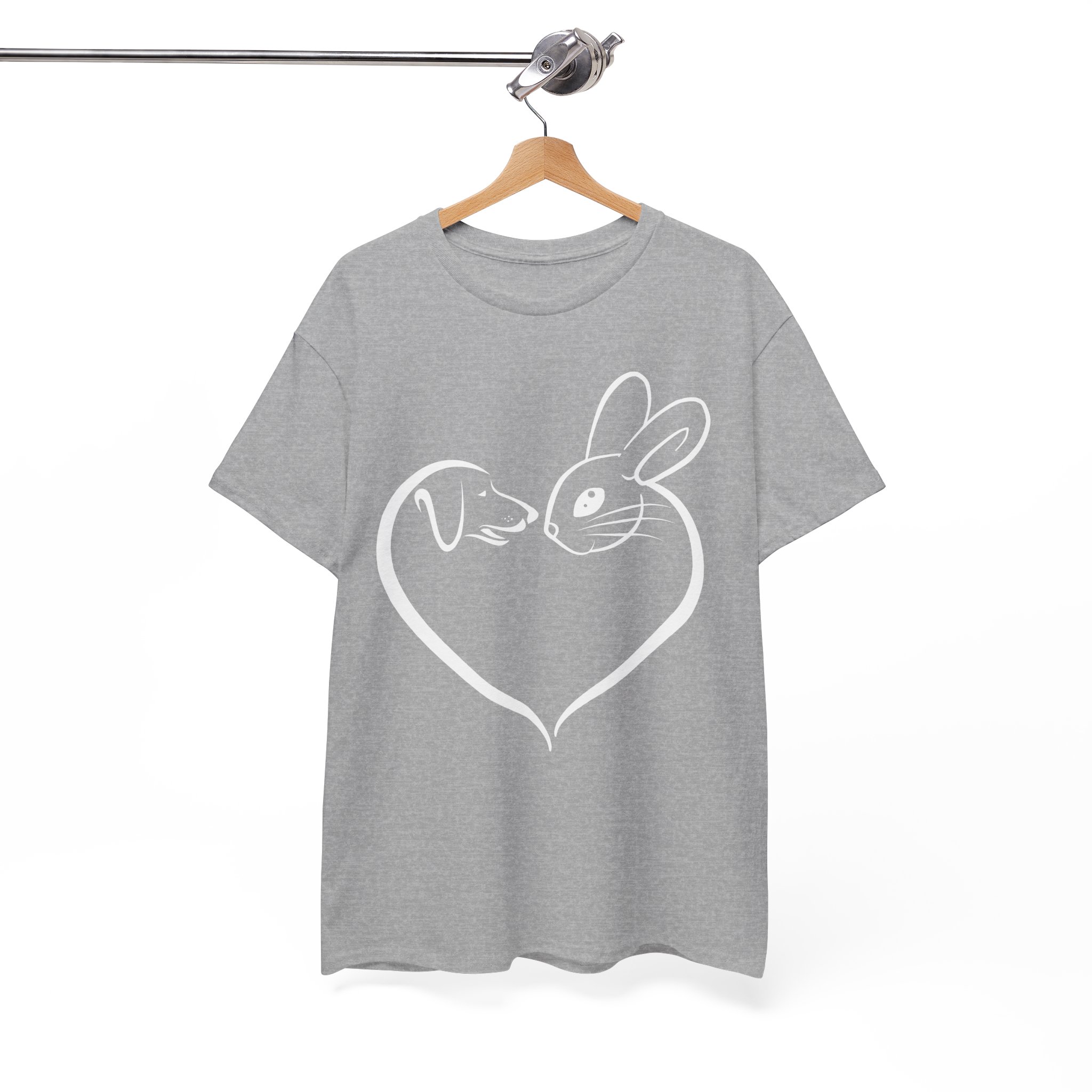 Dog & Bunny Heart Love T-Shirt for Pet Lovers - Image 4