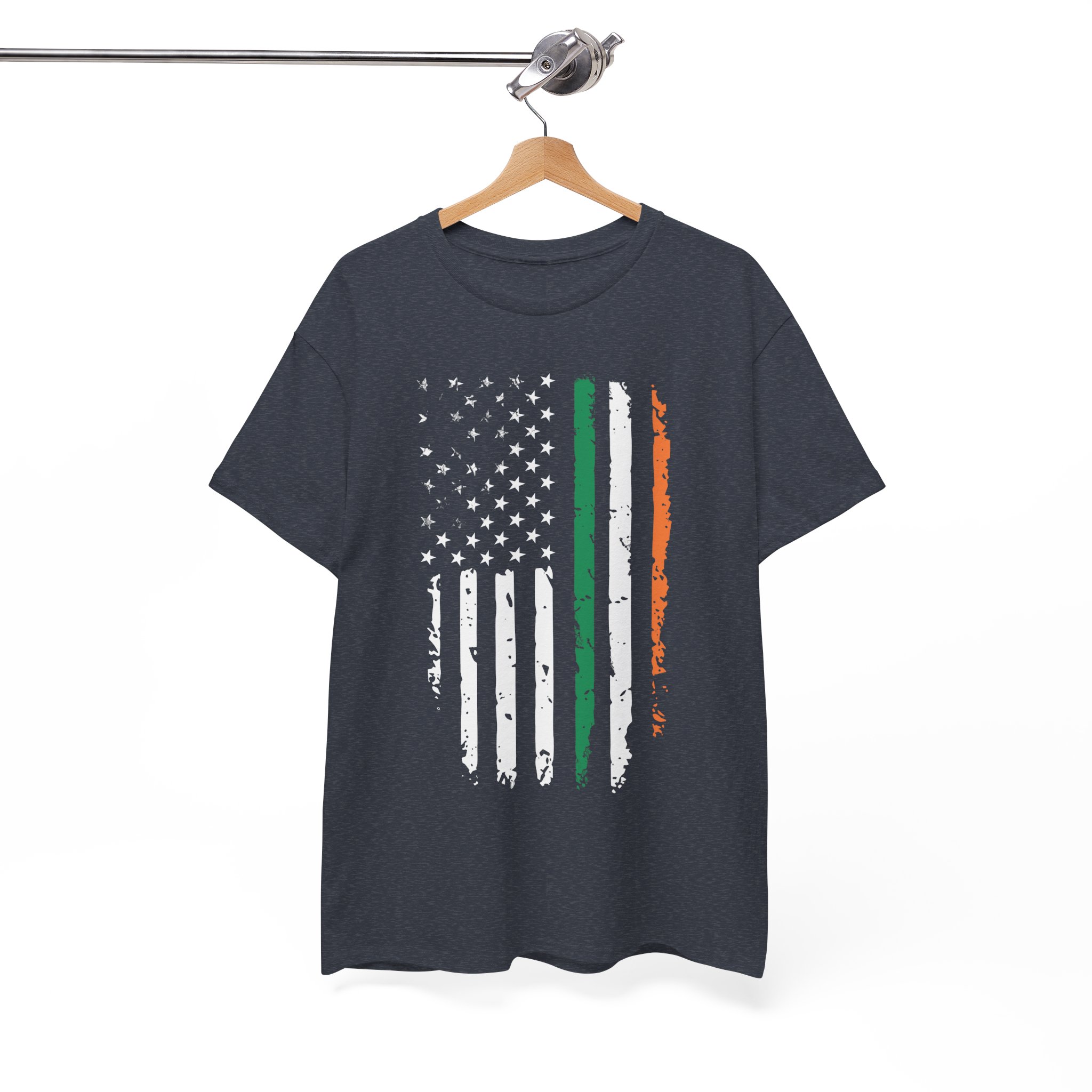 Irish Flag Distressed American Flag T-Shirt - Image 6