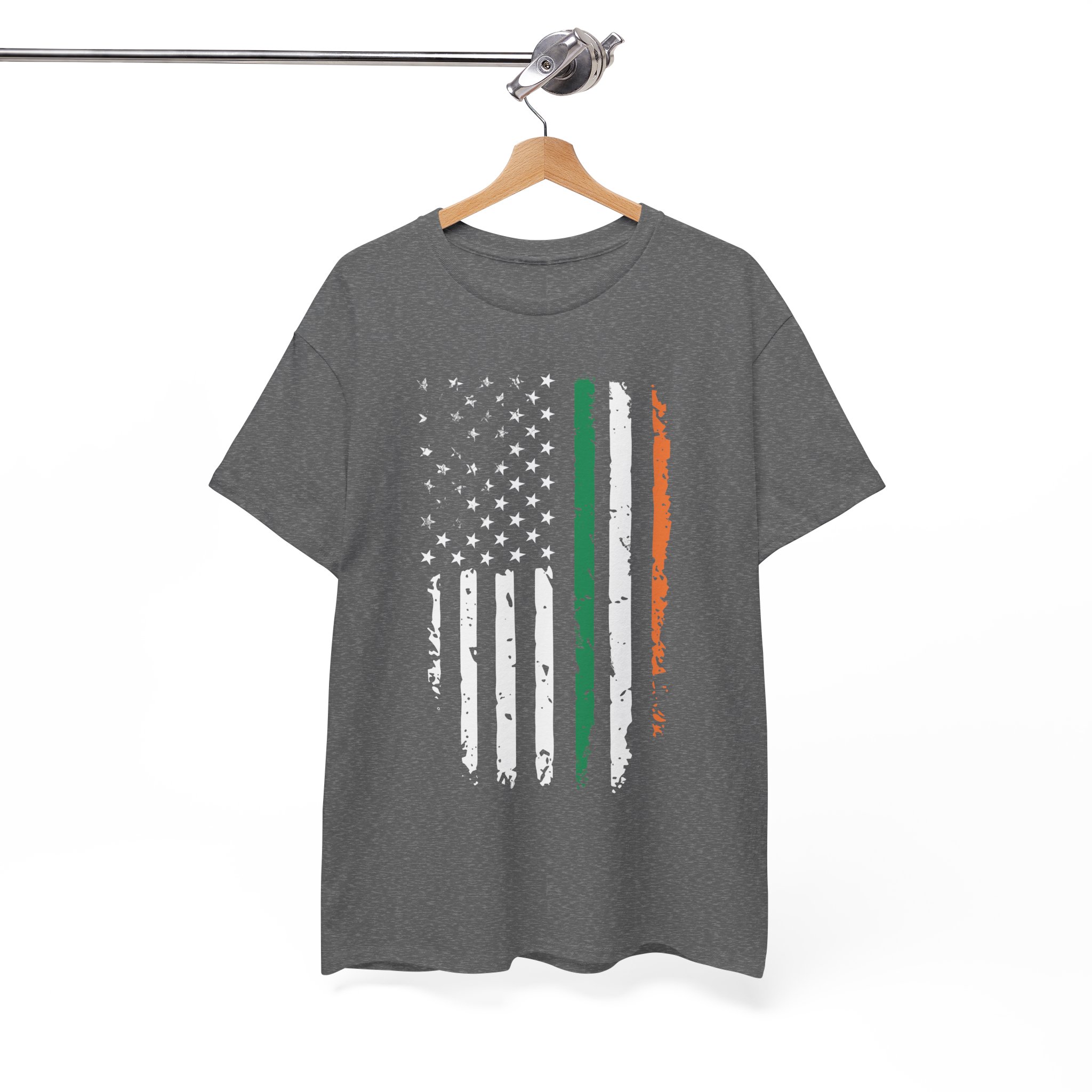 Irish Flag Distressed American Flag T-Shirt - Image 5