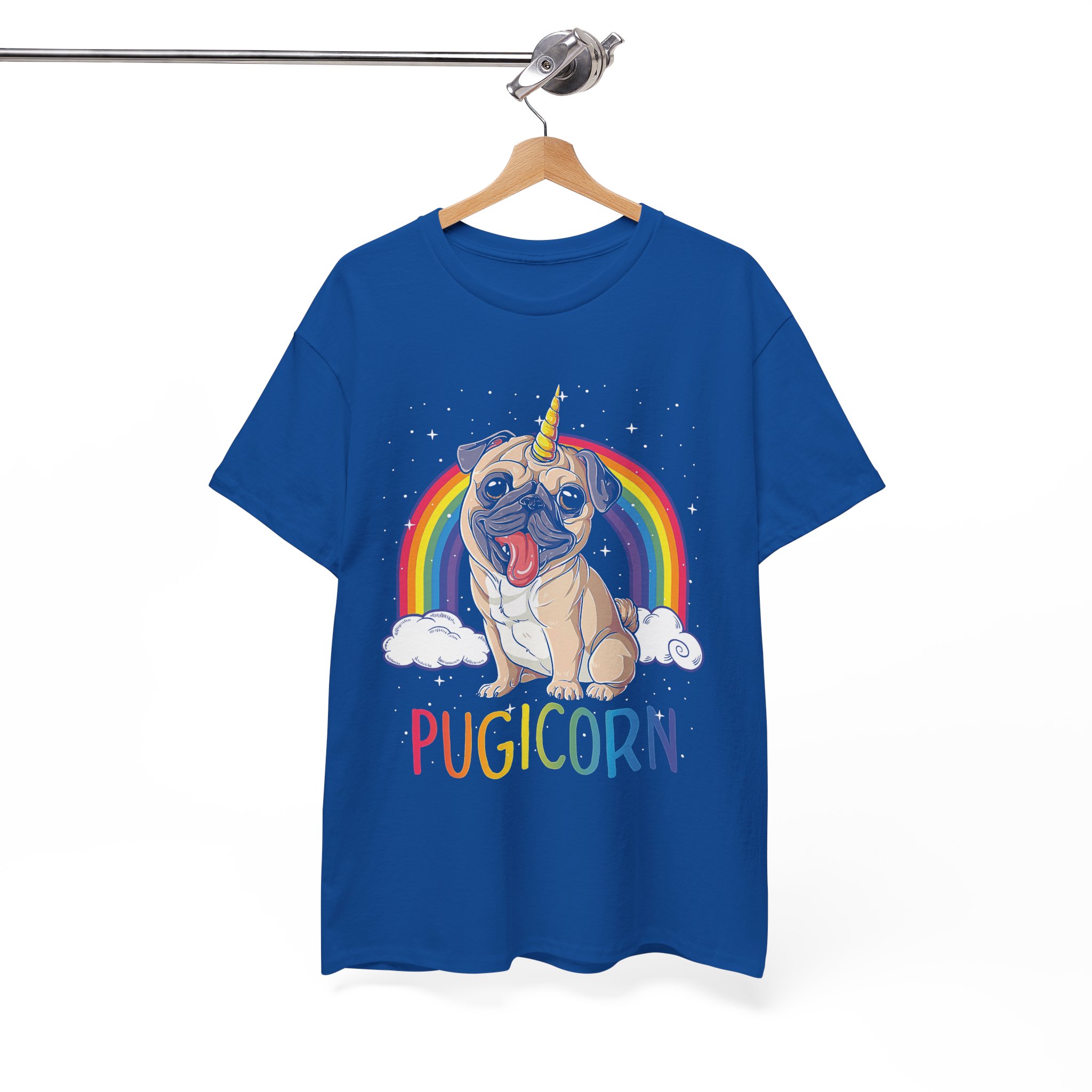 Pugicorn Cute Pug Dog With Unicorn Rainbow T-Shirt - Image 6