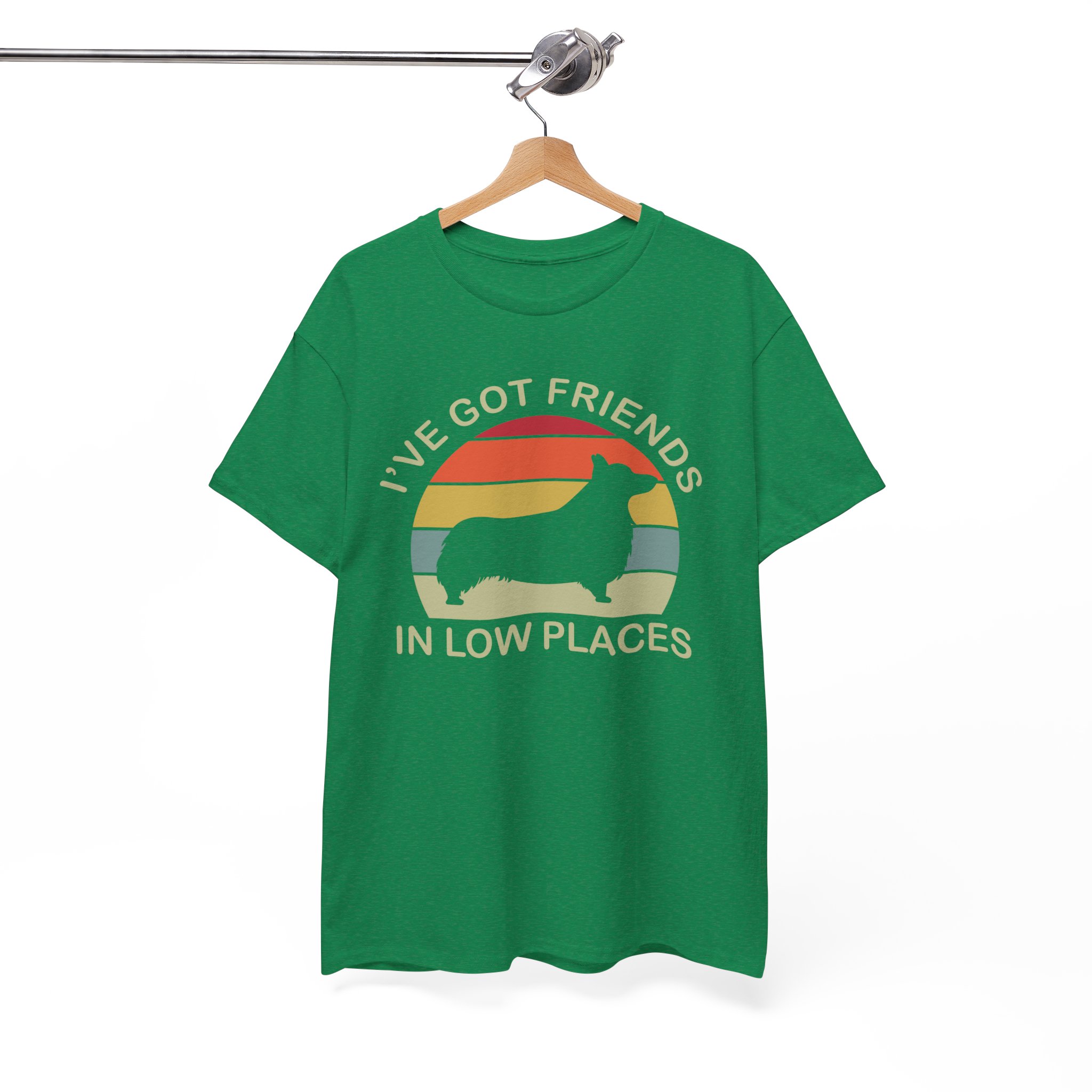 I've Got Friends in Low Places Retro Corgi Dog T-Shirt - Image 4