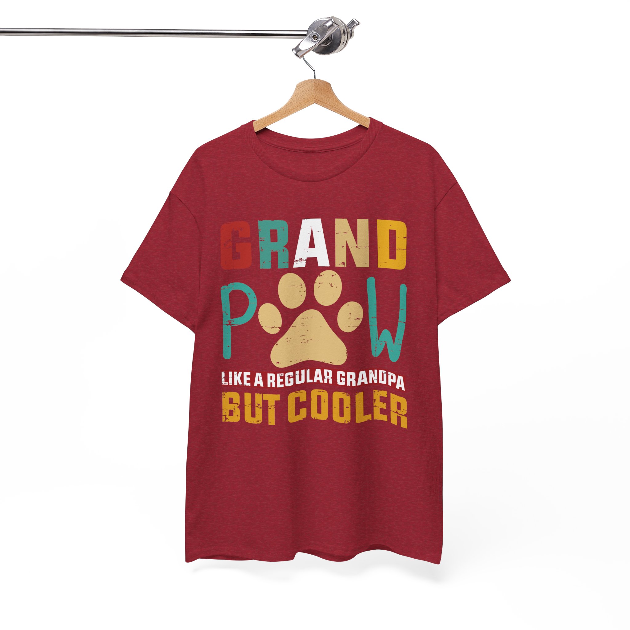 Grandpaw Like a Regular Grandpa But Cooler Retro Paw T-Shirt - Image 11