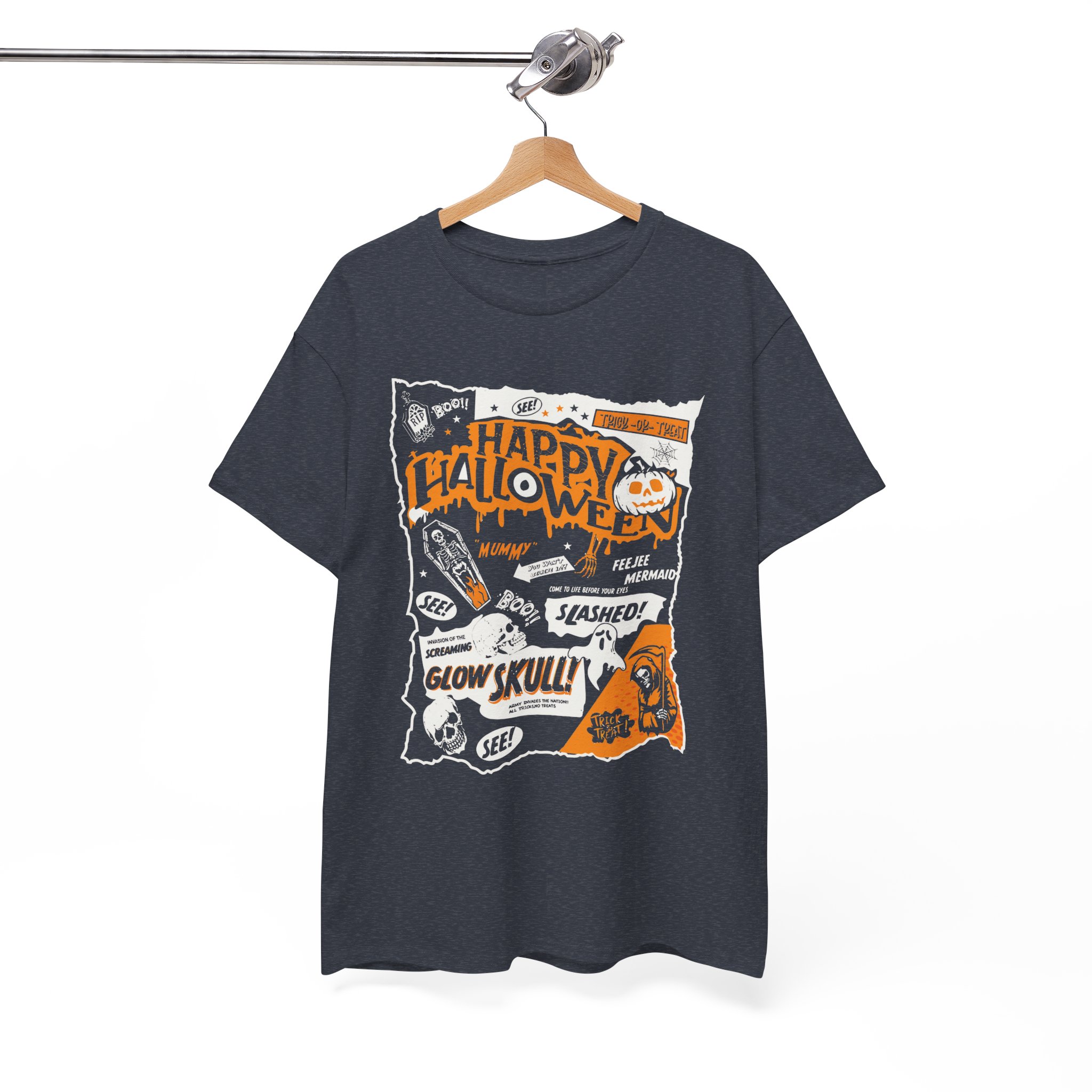 Happy Halloween Glow Skull Party T-Shirt - Image 5