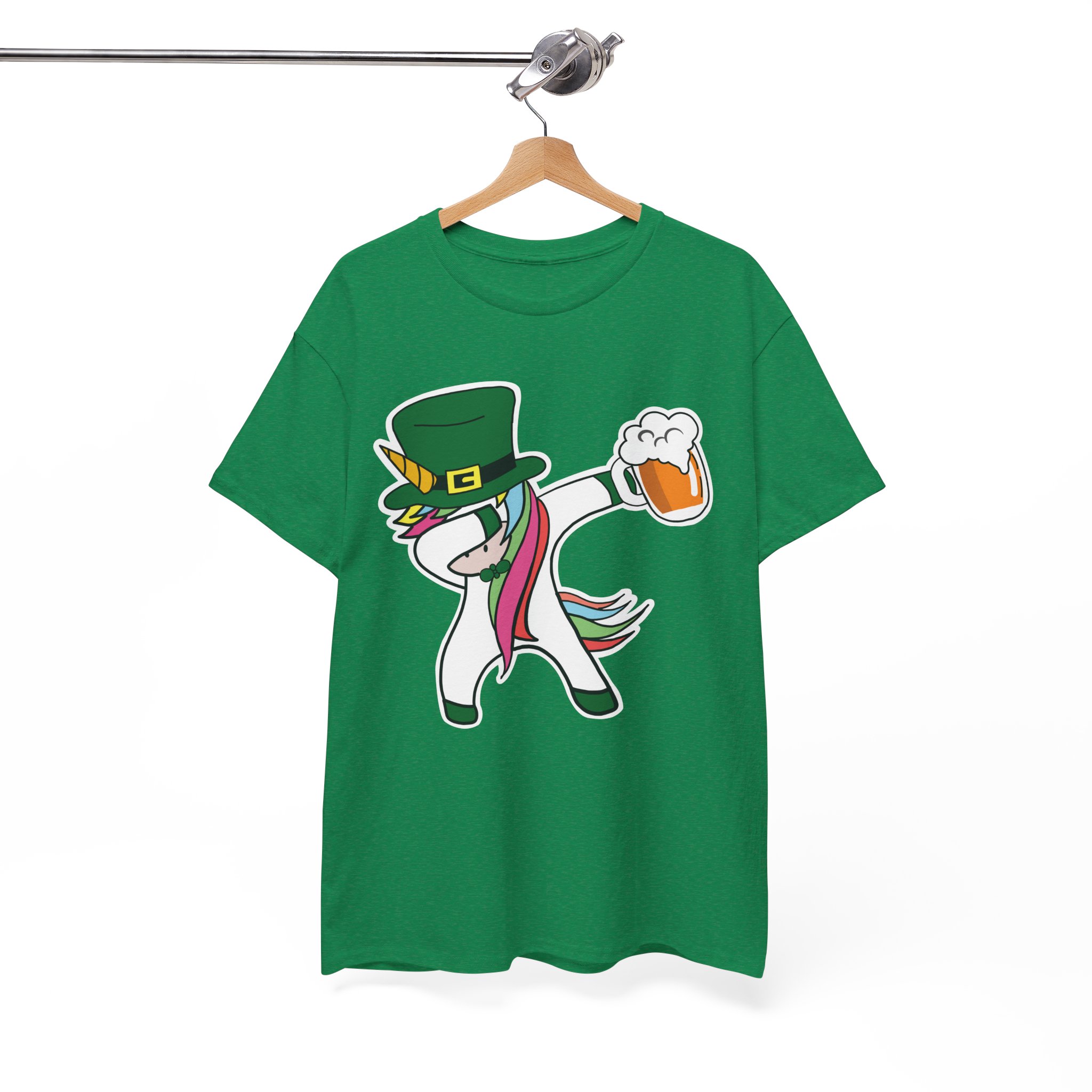 St. Patrick's Day Leprechaun Unicorn Dabbing with Beer T-Shirt - Image 5