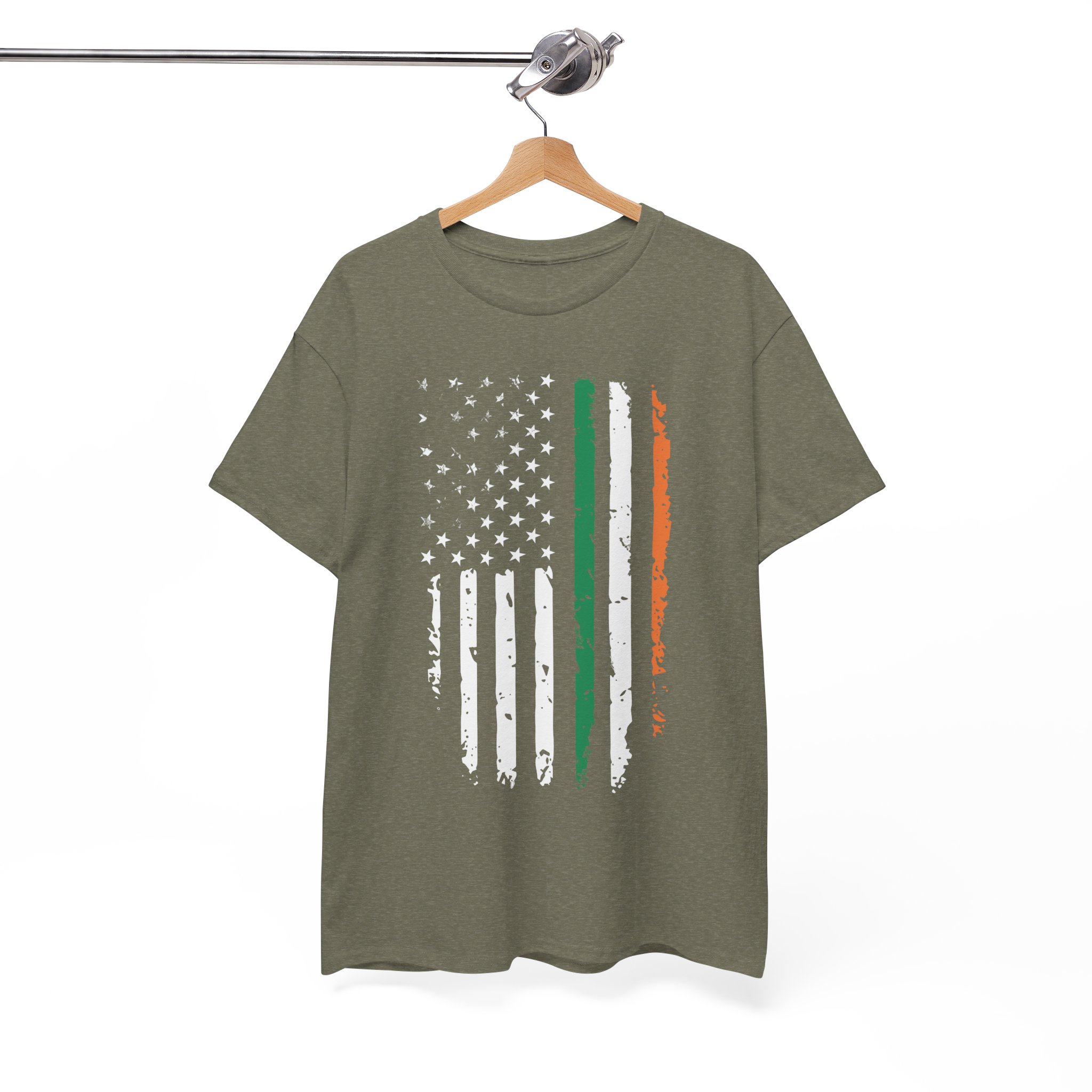 Irish Flag Distressed American Flag T-Shirt - Image 3