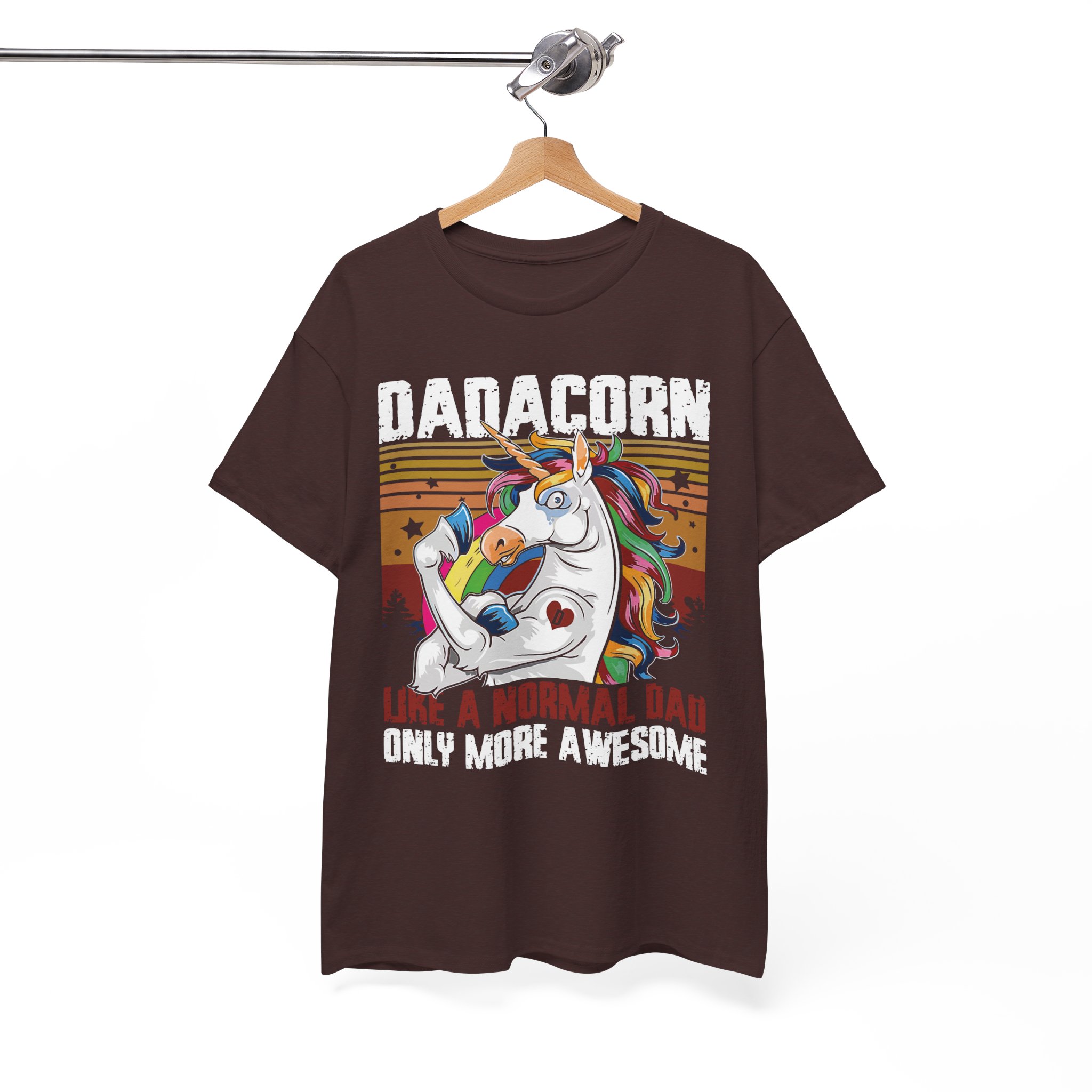 Dadacorn Awesome Dad Unicorn Retro T-Shirt - Image 2