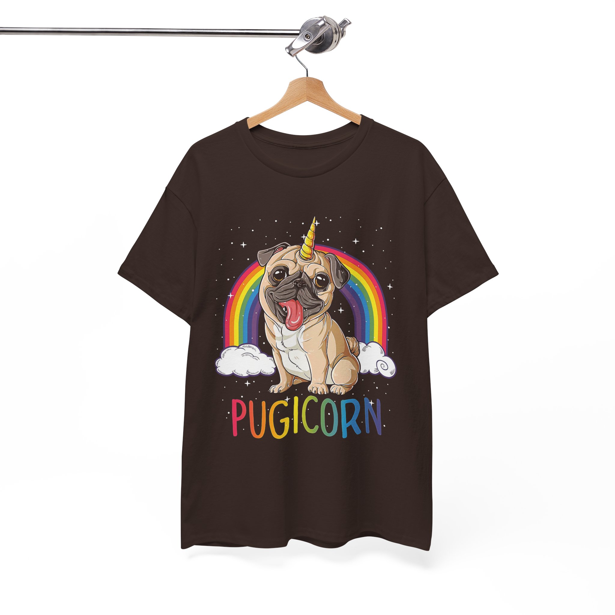 Pugicorn Cute Pug Dog With Unicorn Rainbow T-Shirt - Image 3