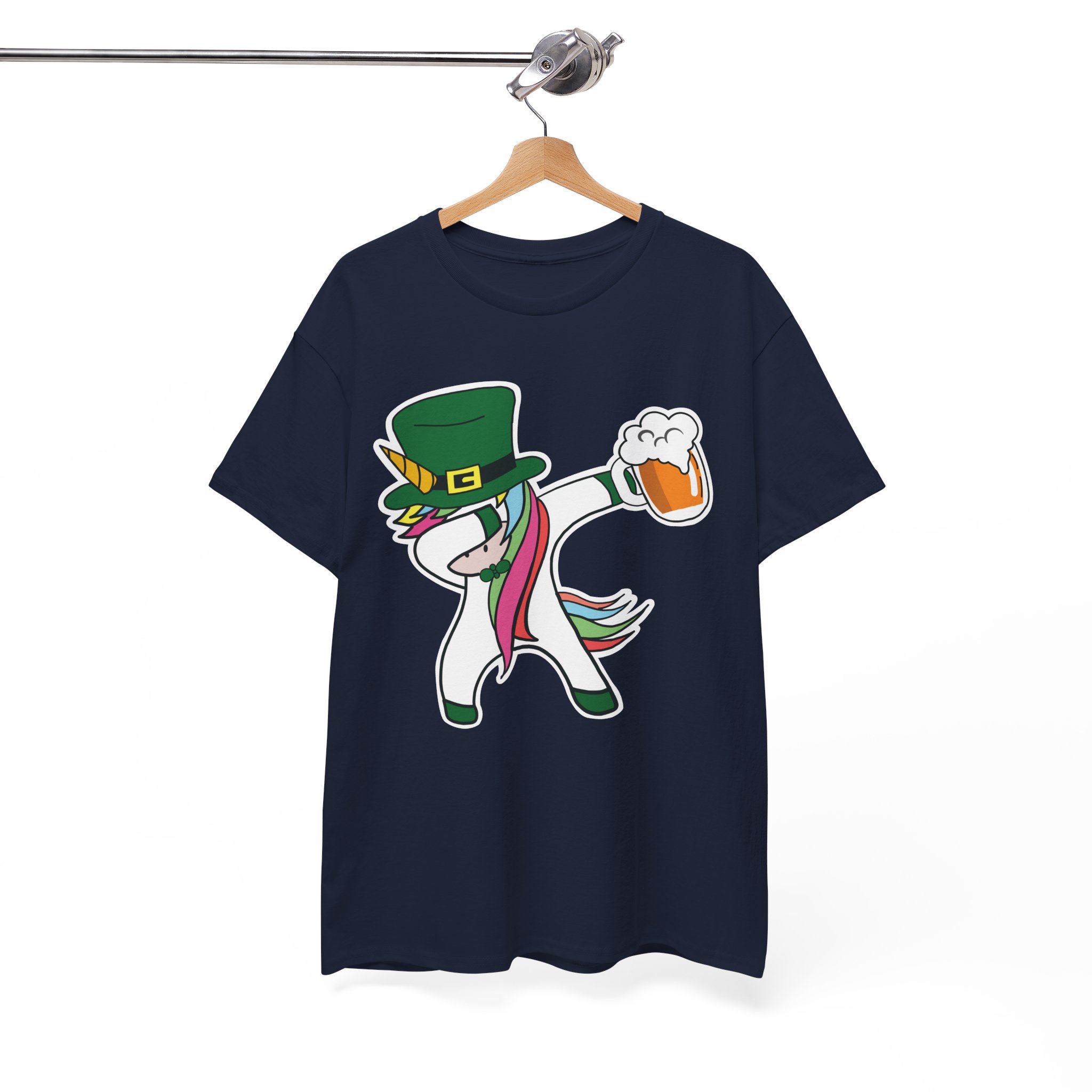 St. Patrick's Day Leprechaun Unicorn Dabbing with Beer T-Shirt - Image 9