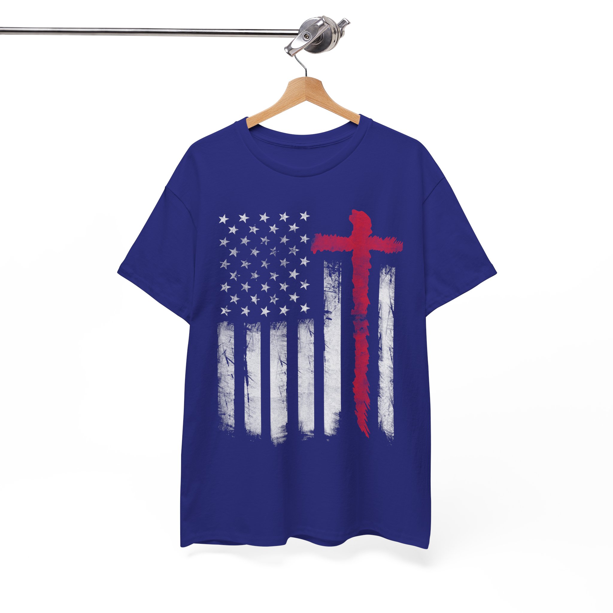 Christian Cross American Flag T-Shirt - Image 10