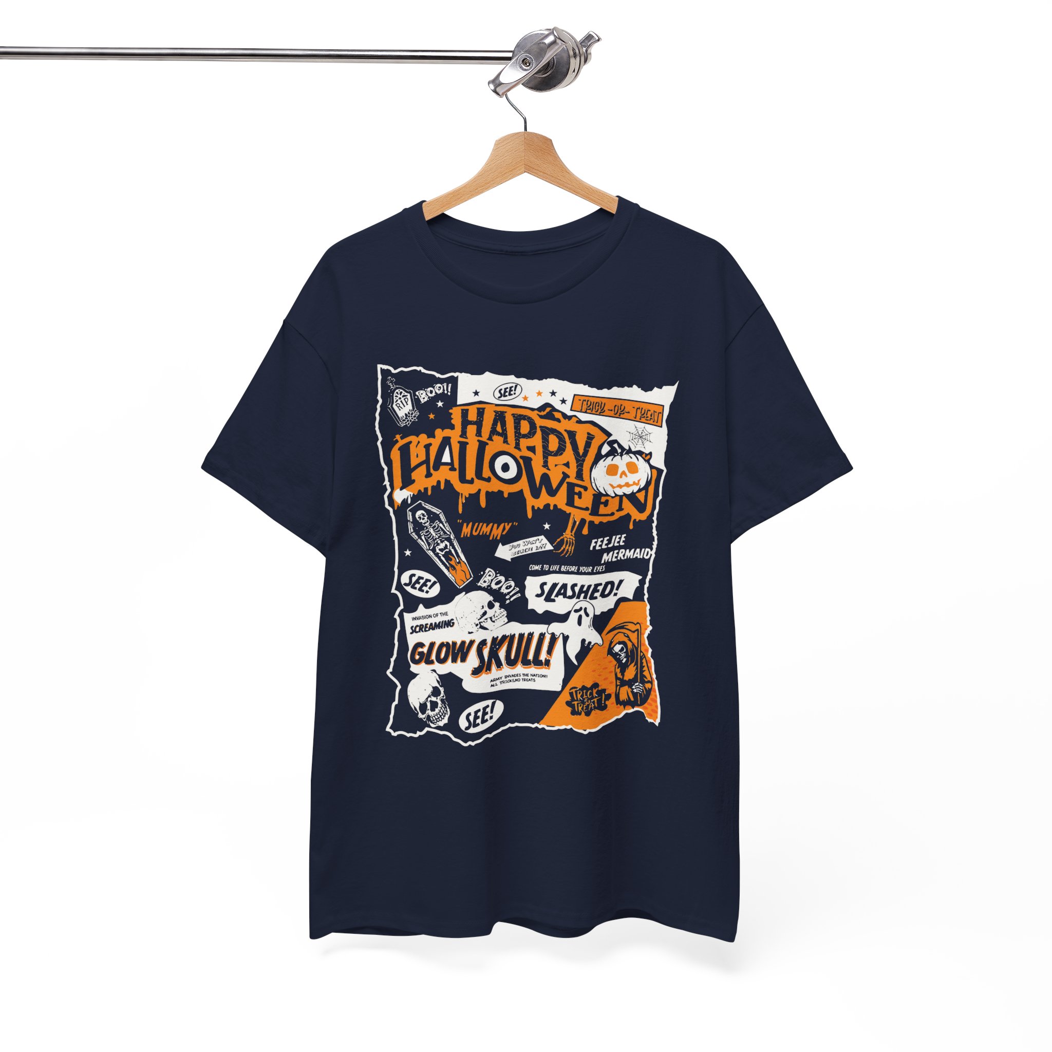 Happy Halloween Glow Skull Party T-Shirt - Image 4
