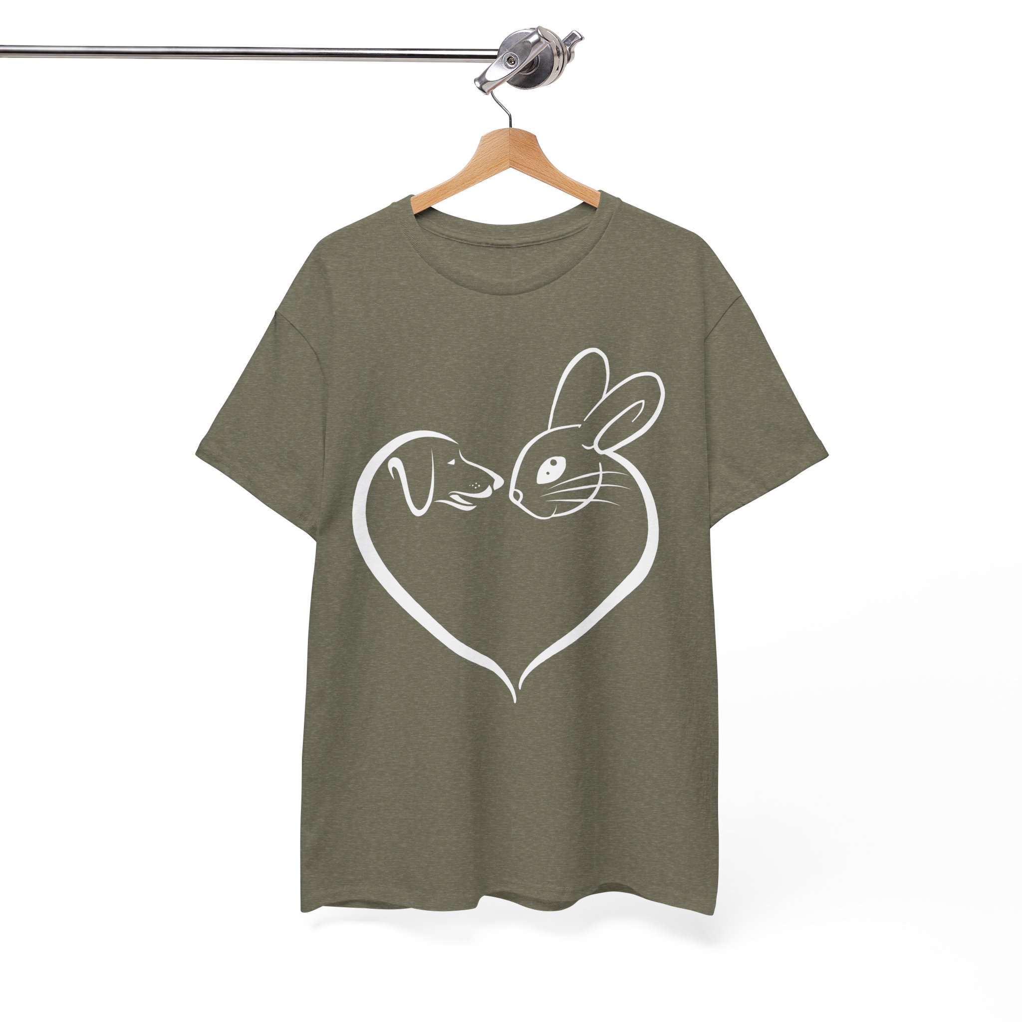 Dog & Bunny Heart Love T-Shirt for Pet Lovers - Image 5