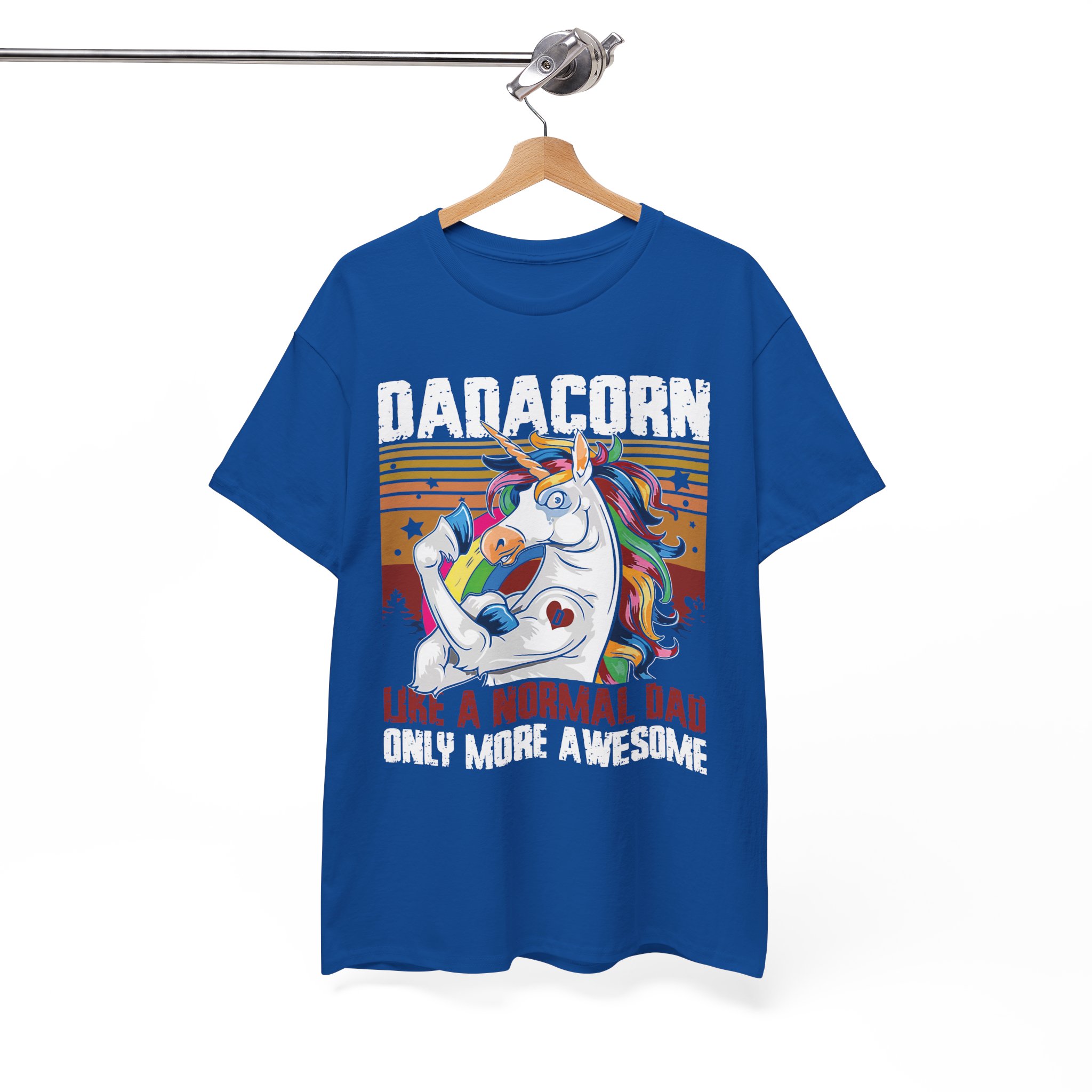 Dadacorn Awesome Dad Unicorn Retro T-Shirt - Image 6