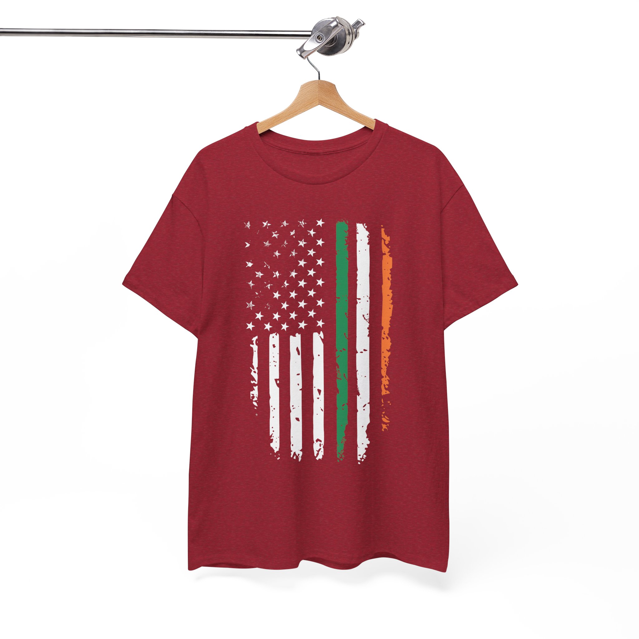 Irish Flag Distressed American Flag T-Shirt - Image 7