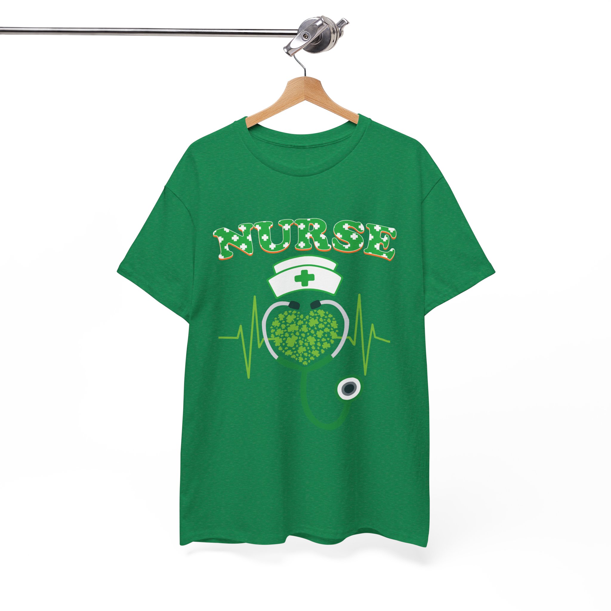 Nurse St. Patrick’s Day Heart Stethoscope T‑Shirt - Image 2