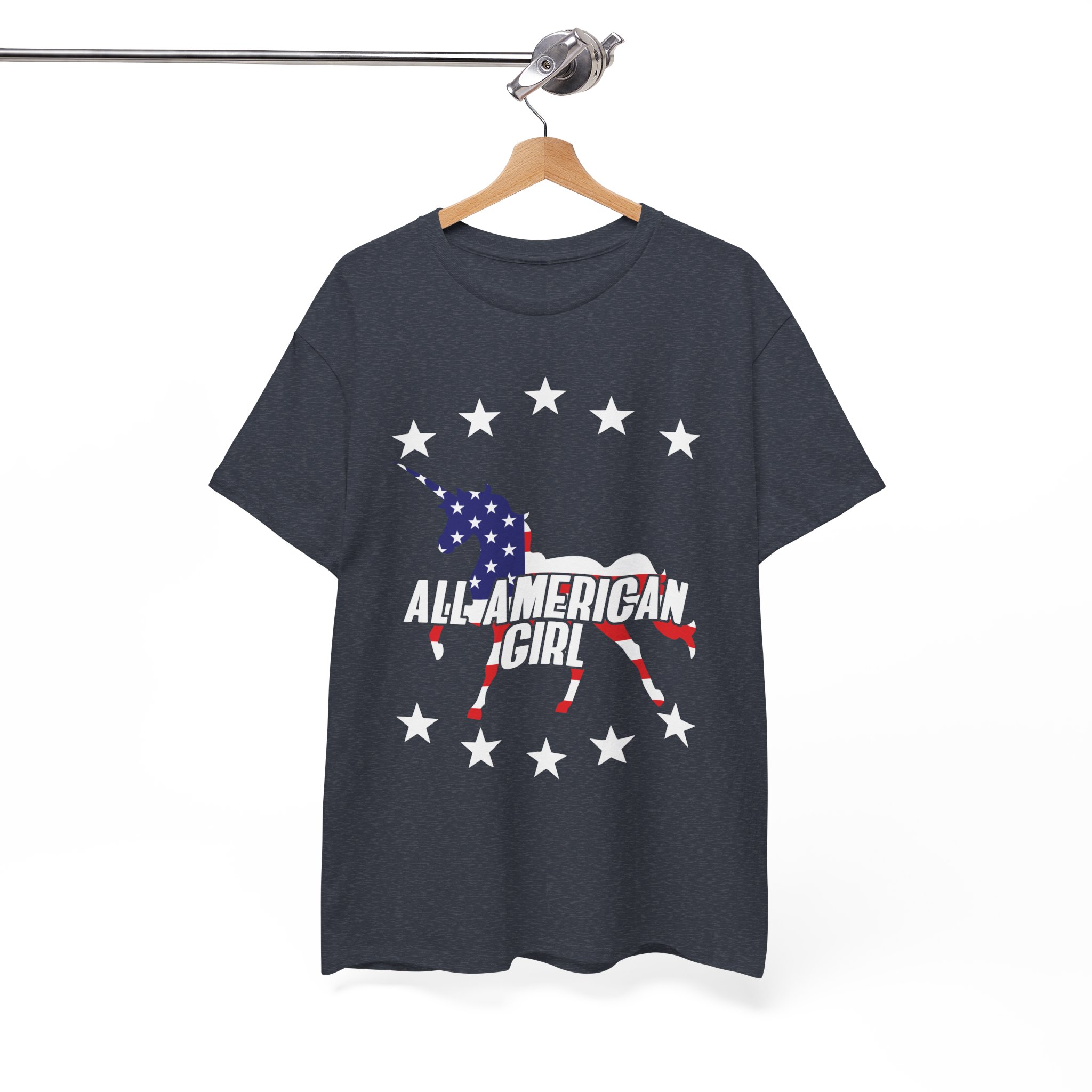 American Girl Unicorn Patriotic USA T-Shirt - Image 9