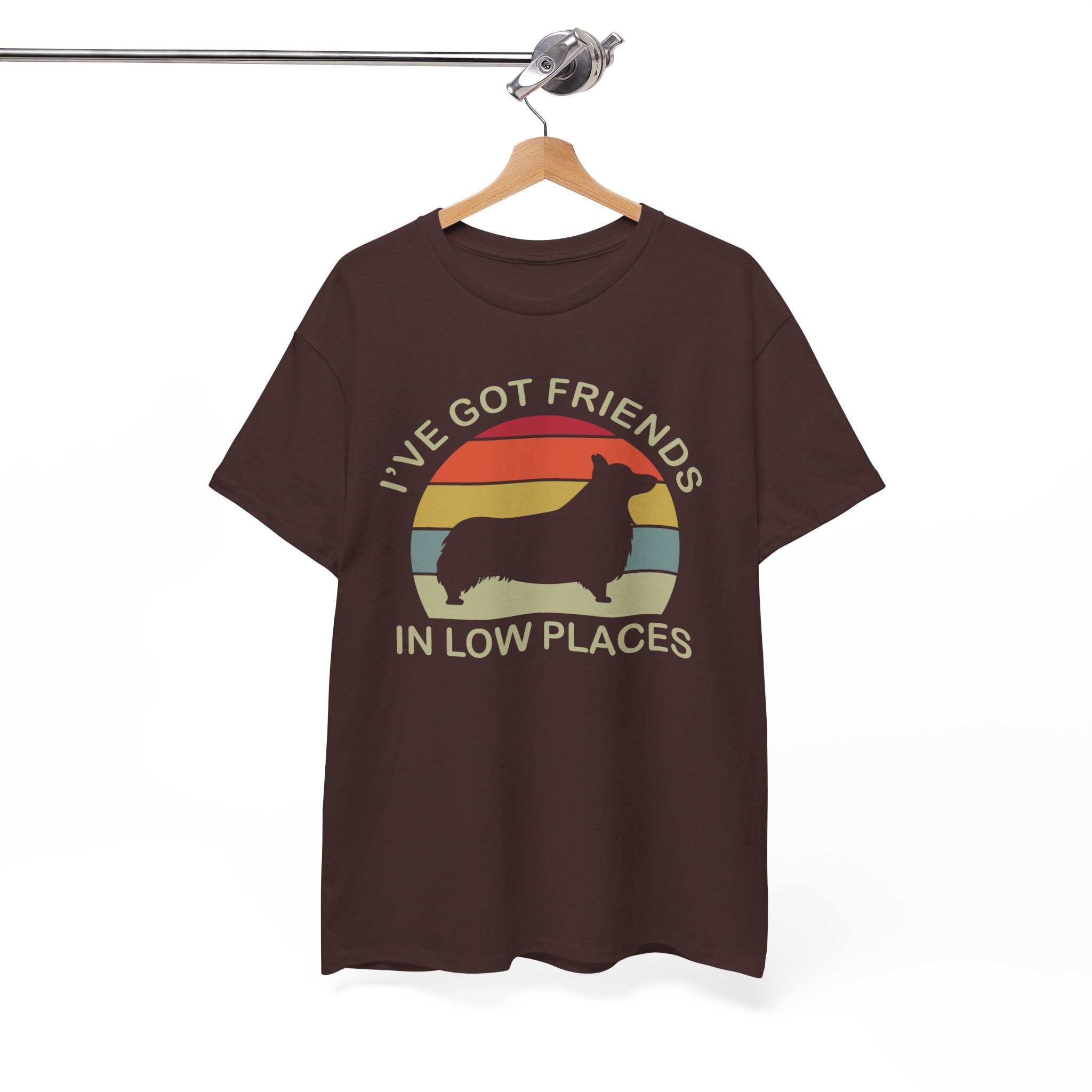 I've Got Friends in Low Places Retro Corgi Dog T-Shirt - Image 2