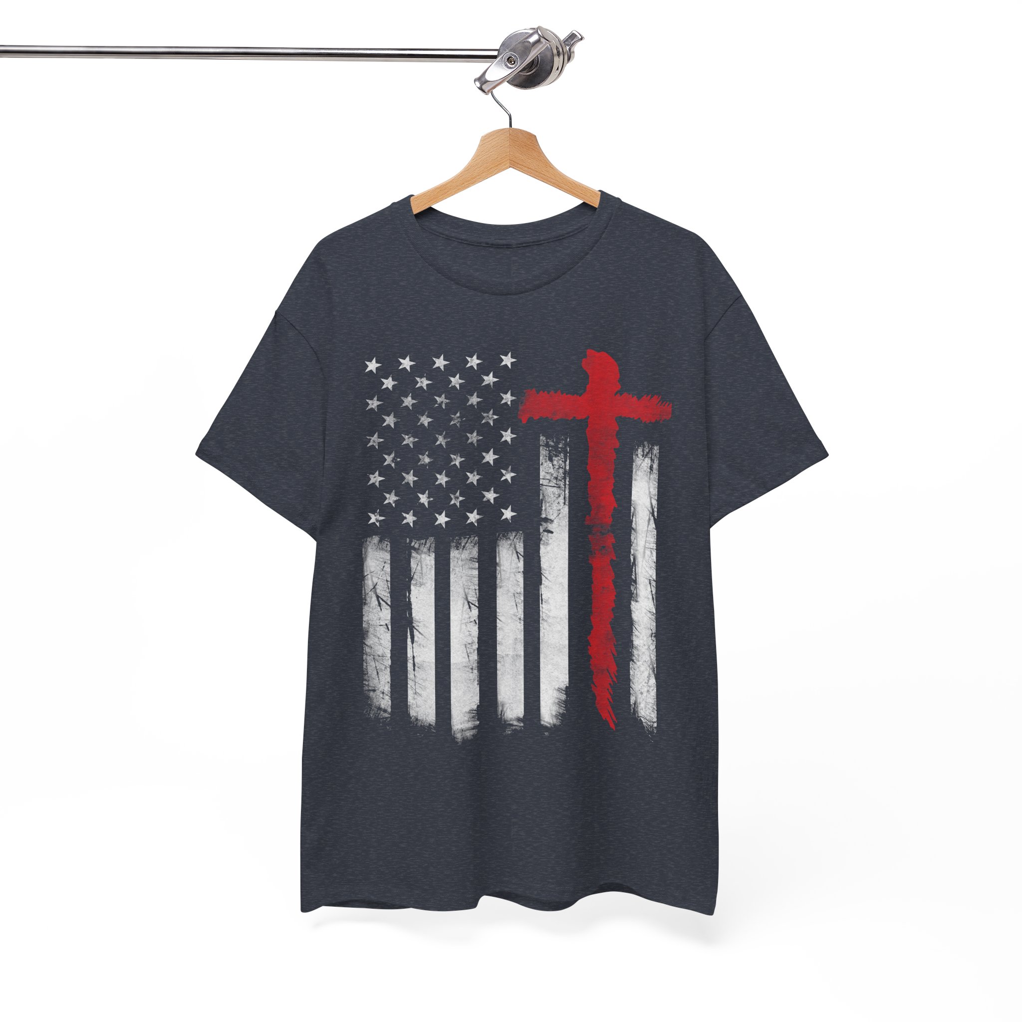 Christian Cross American Flag T-Shirt - Image 9