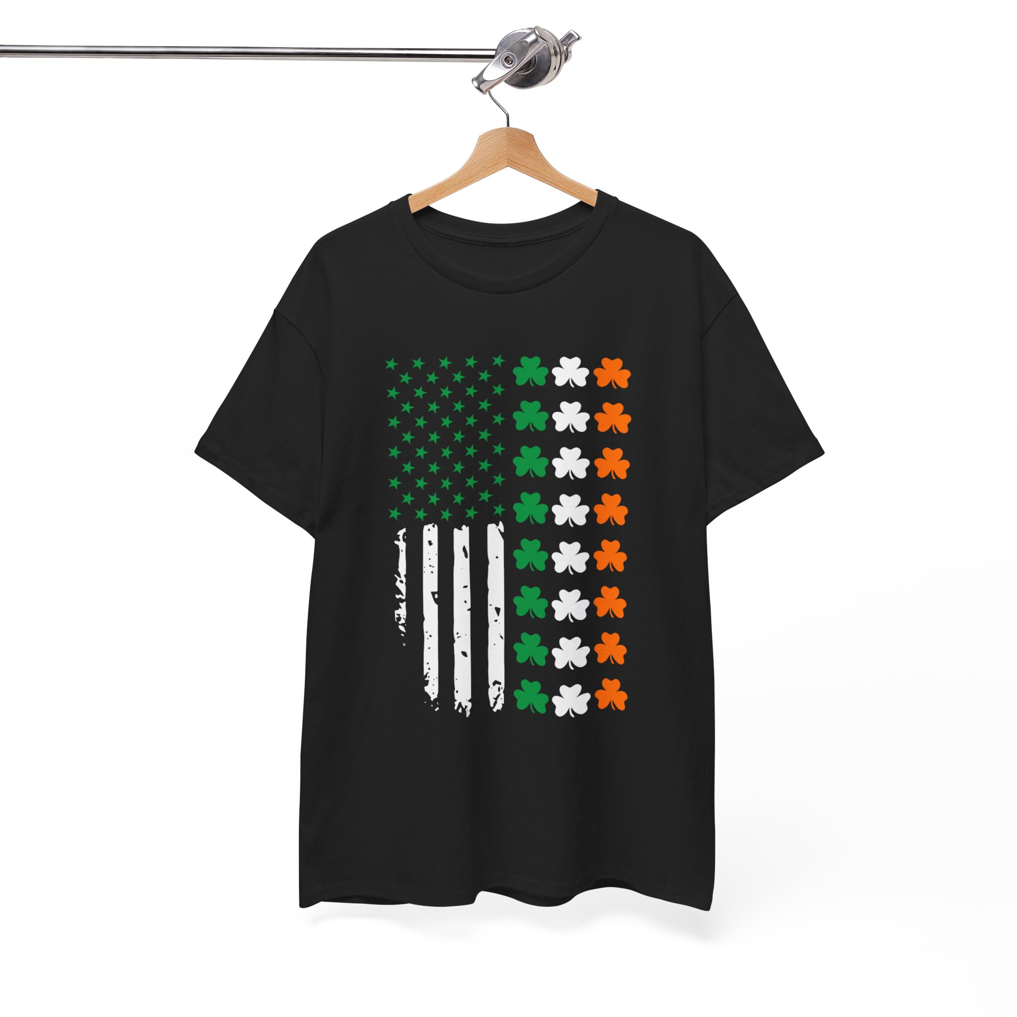 St. Patrick's Shamrock American Flag T-Shirt - Image 2