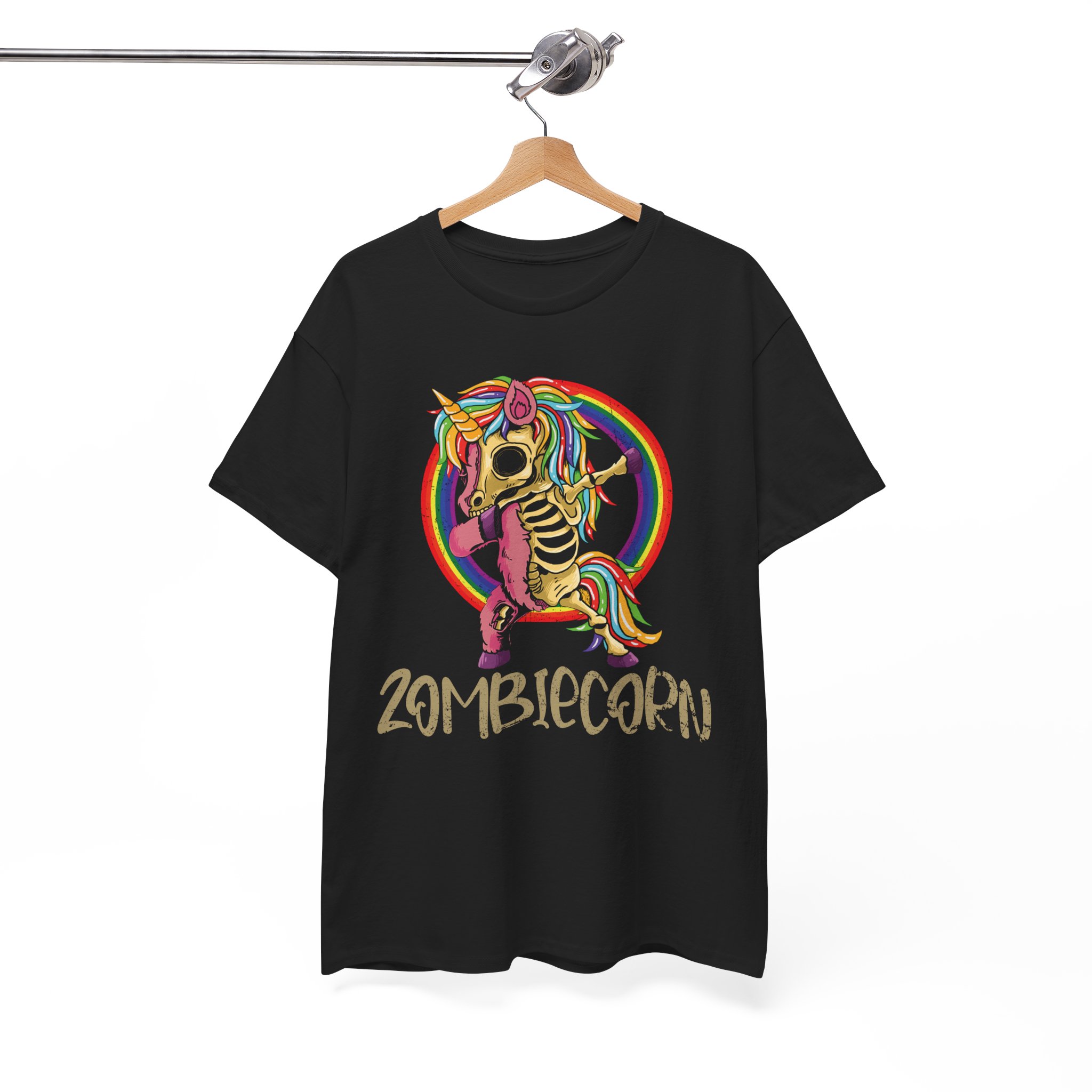 Zombiecorn T-Shirt - Rainbow Skeletal Unicorn Graphic Tee - Image 2
