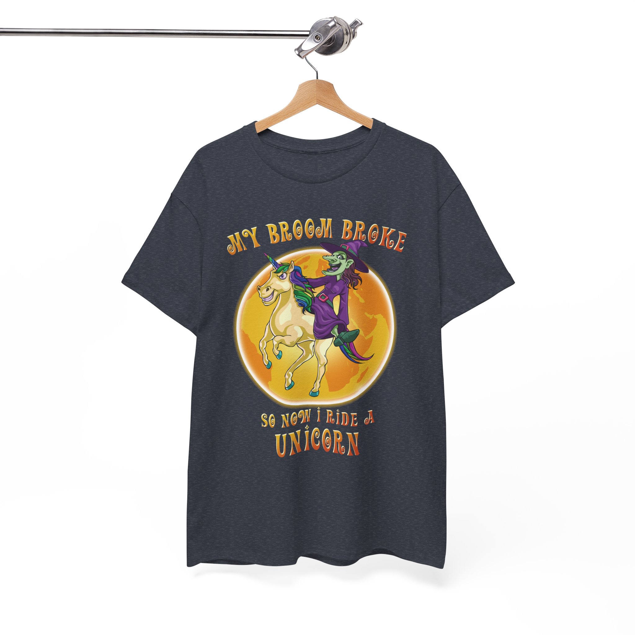 Funny Unicorn Rider T-Shirt - "My Broom Broke So Now I Ride a Unicorn" Halloween Tee - Image 7