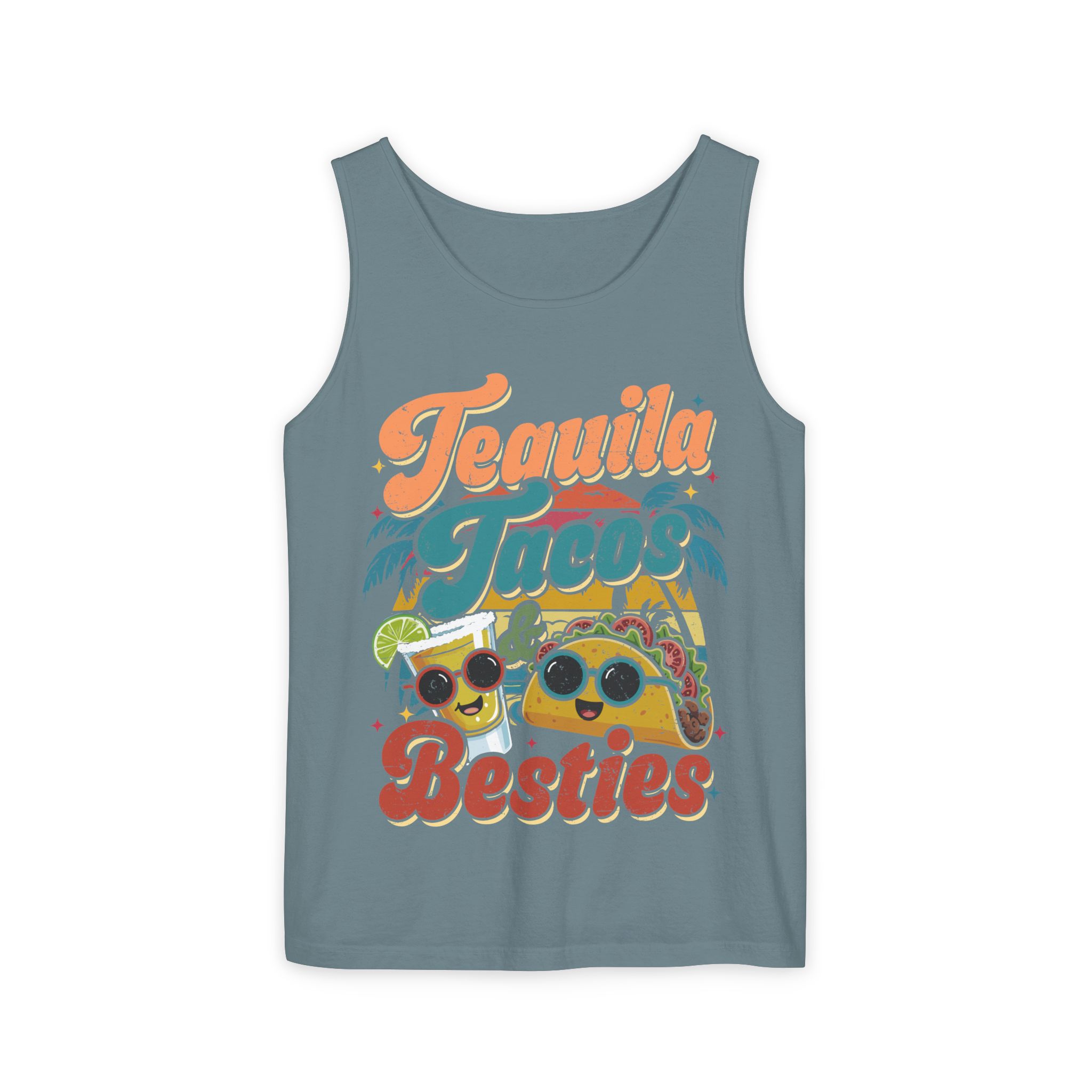 Tequila Tacos And Besties Vintage Retro Taco Festival Tank Top - Image 9