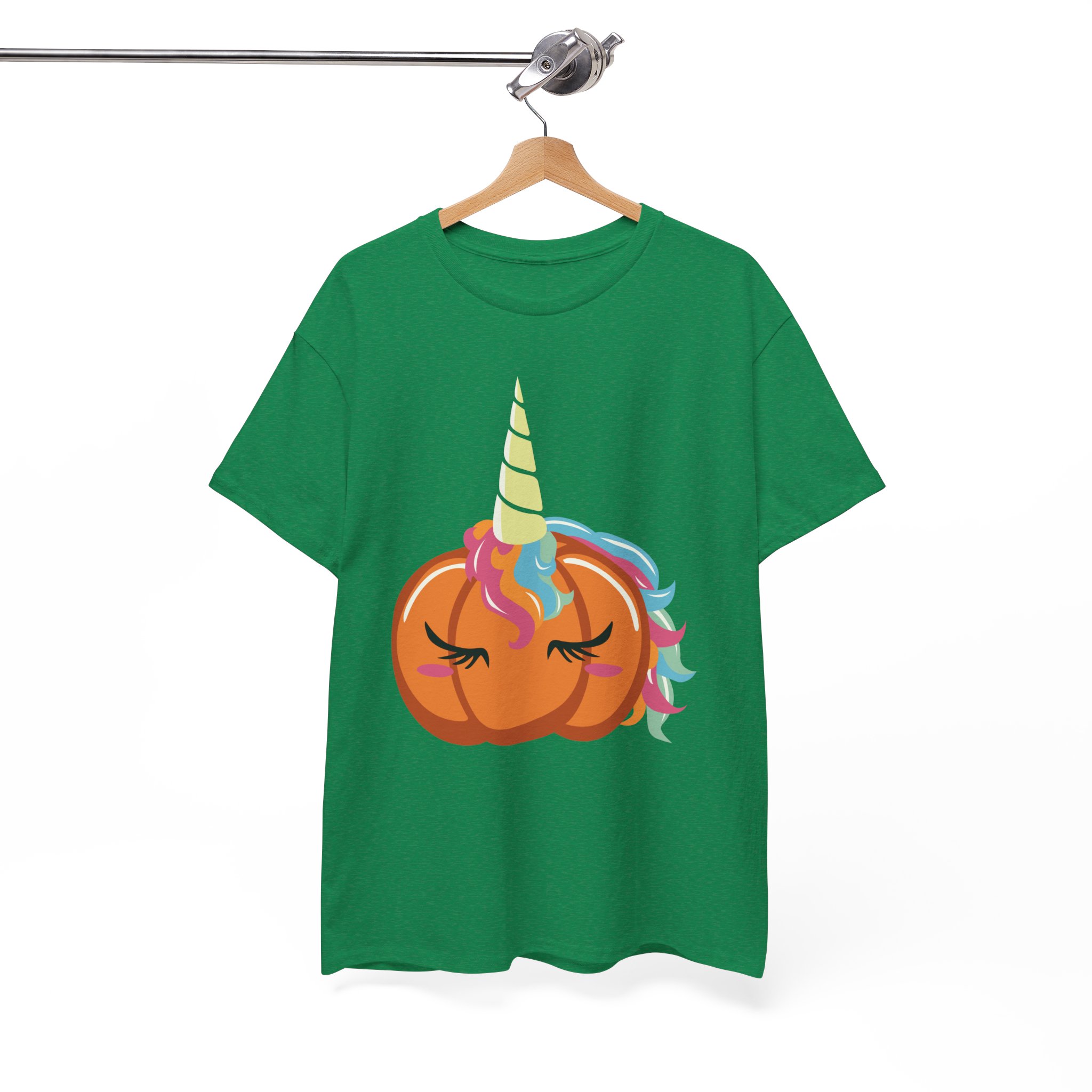Pumpkin Unicorn T‑Shirt - Cute Halloween Pumpkin with Rainbow Unicorn Horn - Image 5