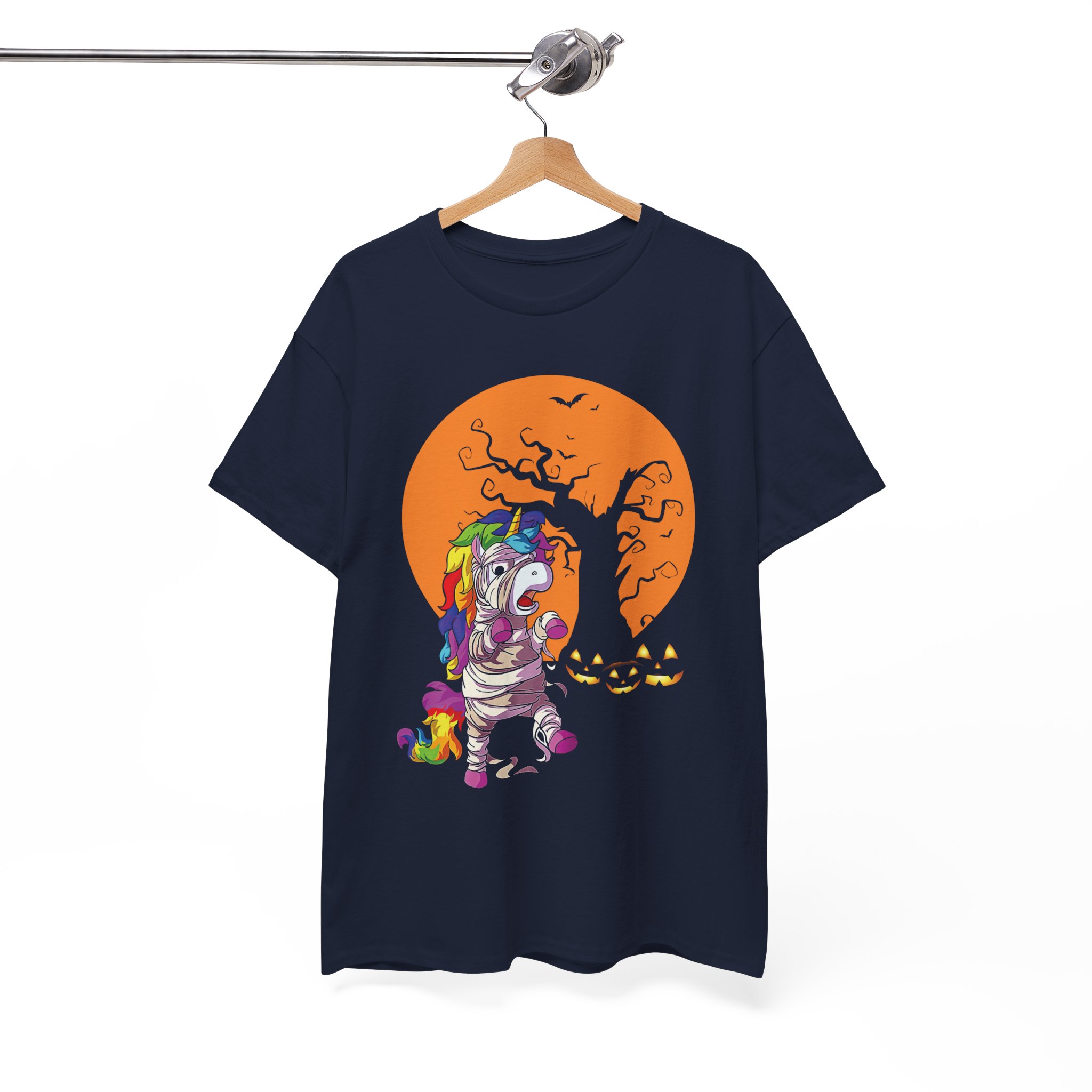 Halloween Unicorn Tee - Rainbow Unicorn Mummy Costume with Jack-O'-Lanterns - Image 6
