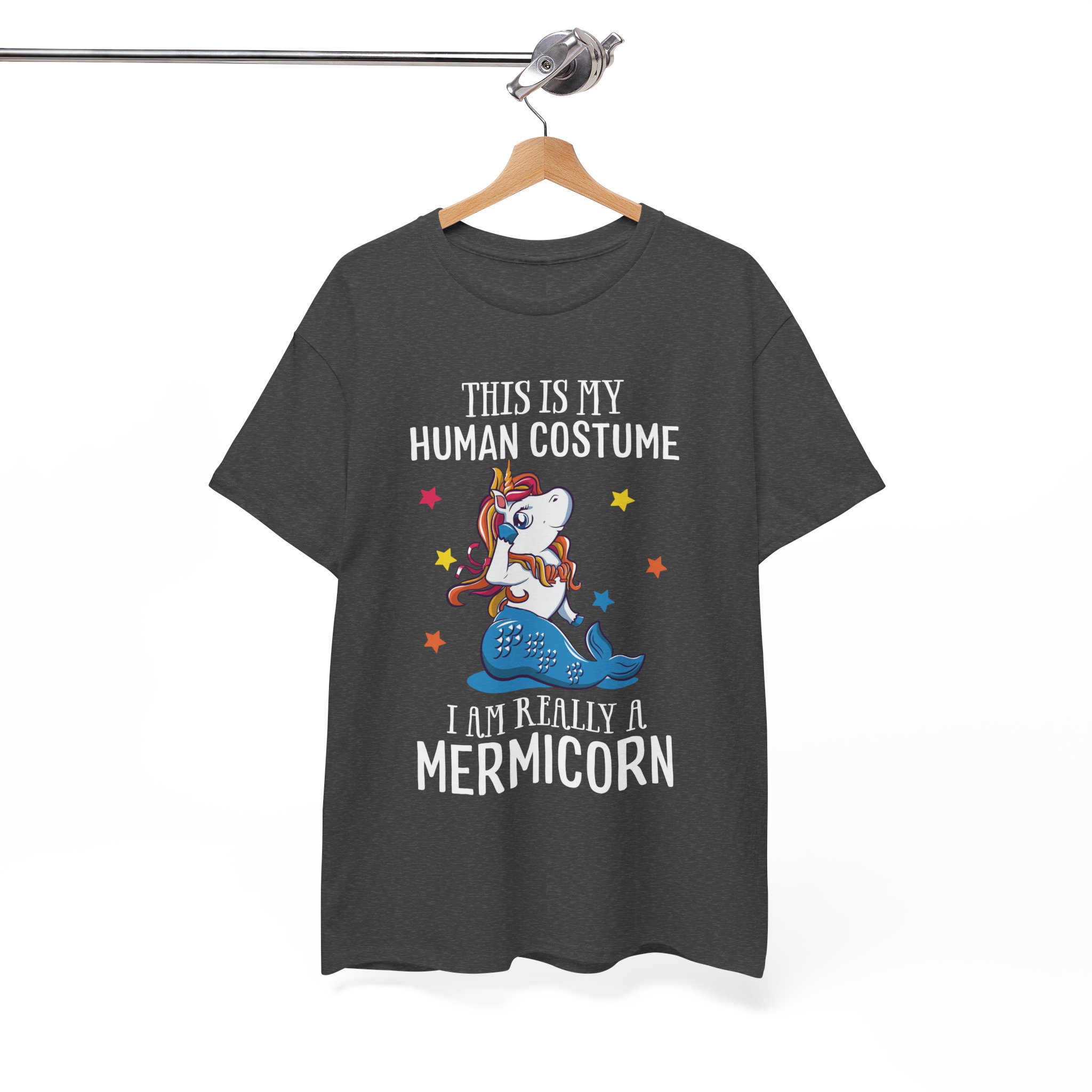 Mermicorn T‑Shirt - "This Is My Human Costume, I Am Really a Mermicorn" Cute Unicorn Merfolk Tee - Image 4