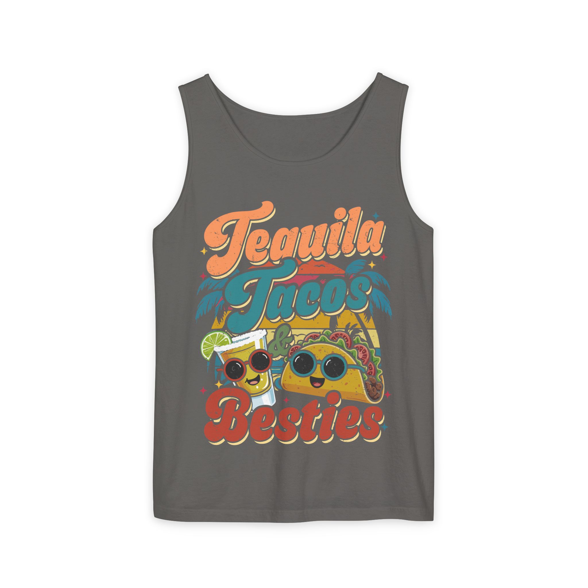Tequila Tacos And Besties Vintage Retro Taco Festival Tank Top - Image 6