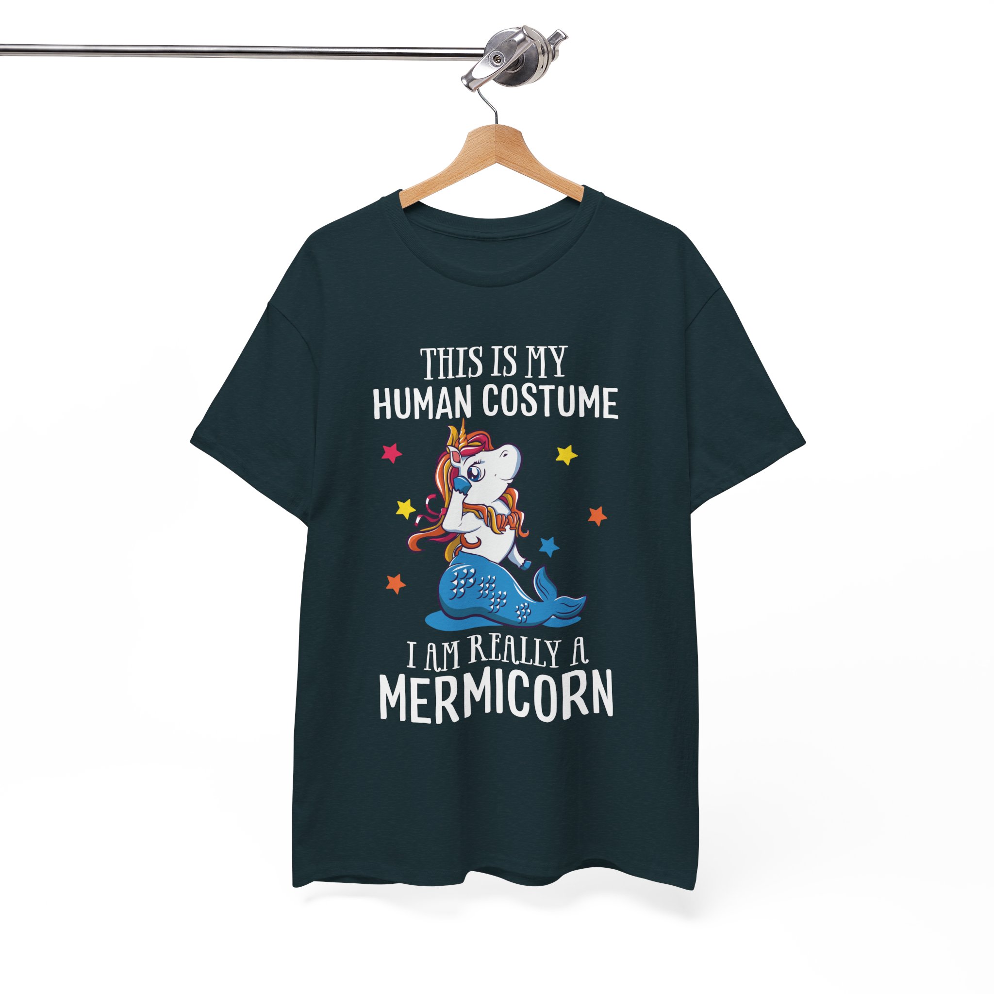 Mermicorn T‑Shirt - "This Is My Human Costume, I Am Really a Mermicorn" Cute Unicorn Merfolk Tee - Image 10