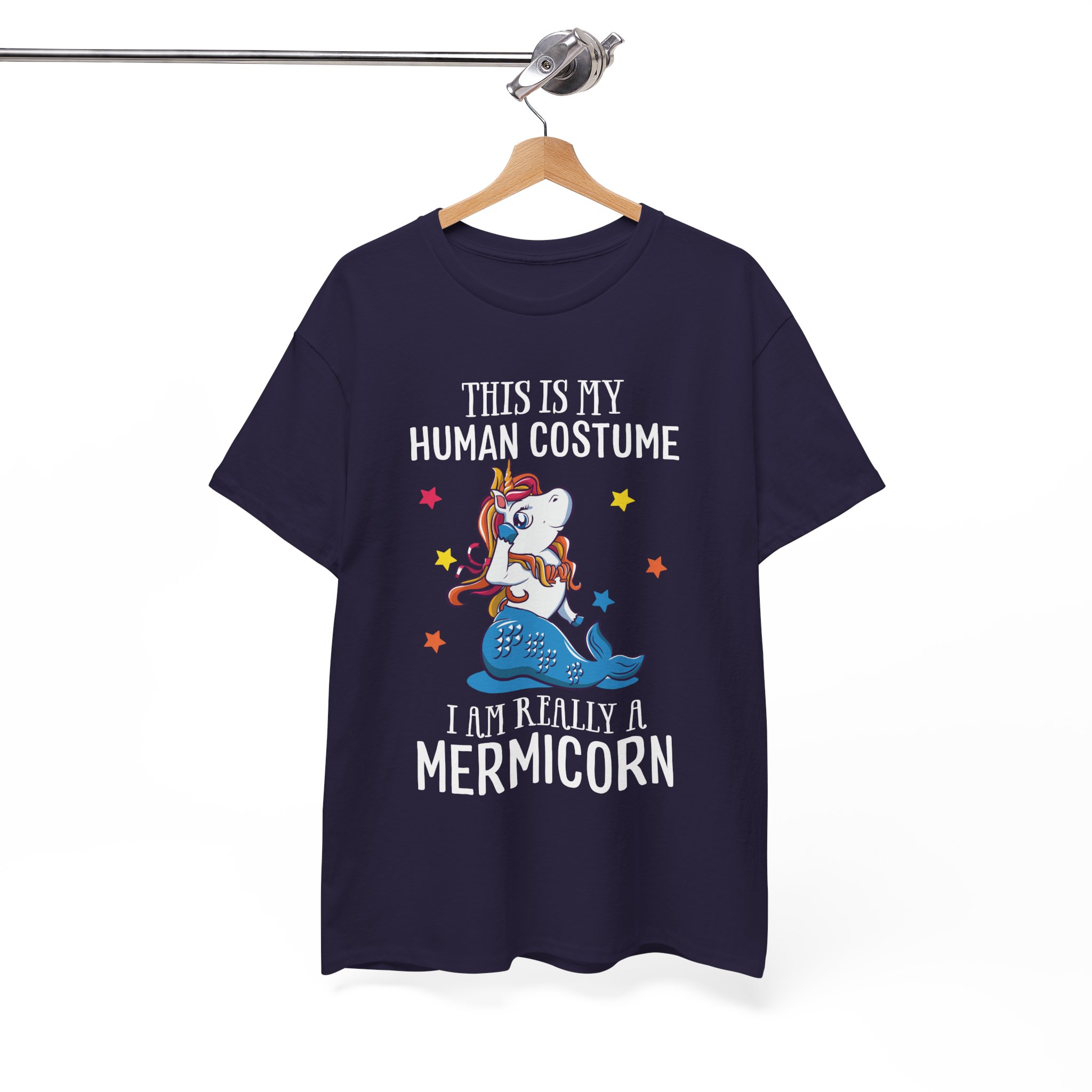Mermicorn T‑Shirt - "This Is My Human Costume, I Am Really a Mermicorn" Cute Unicorn Merfolk Tee - Image 11