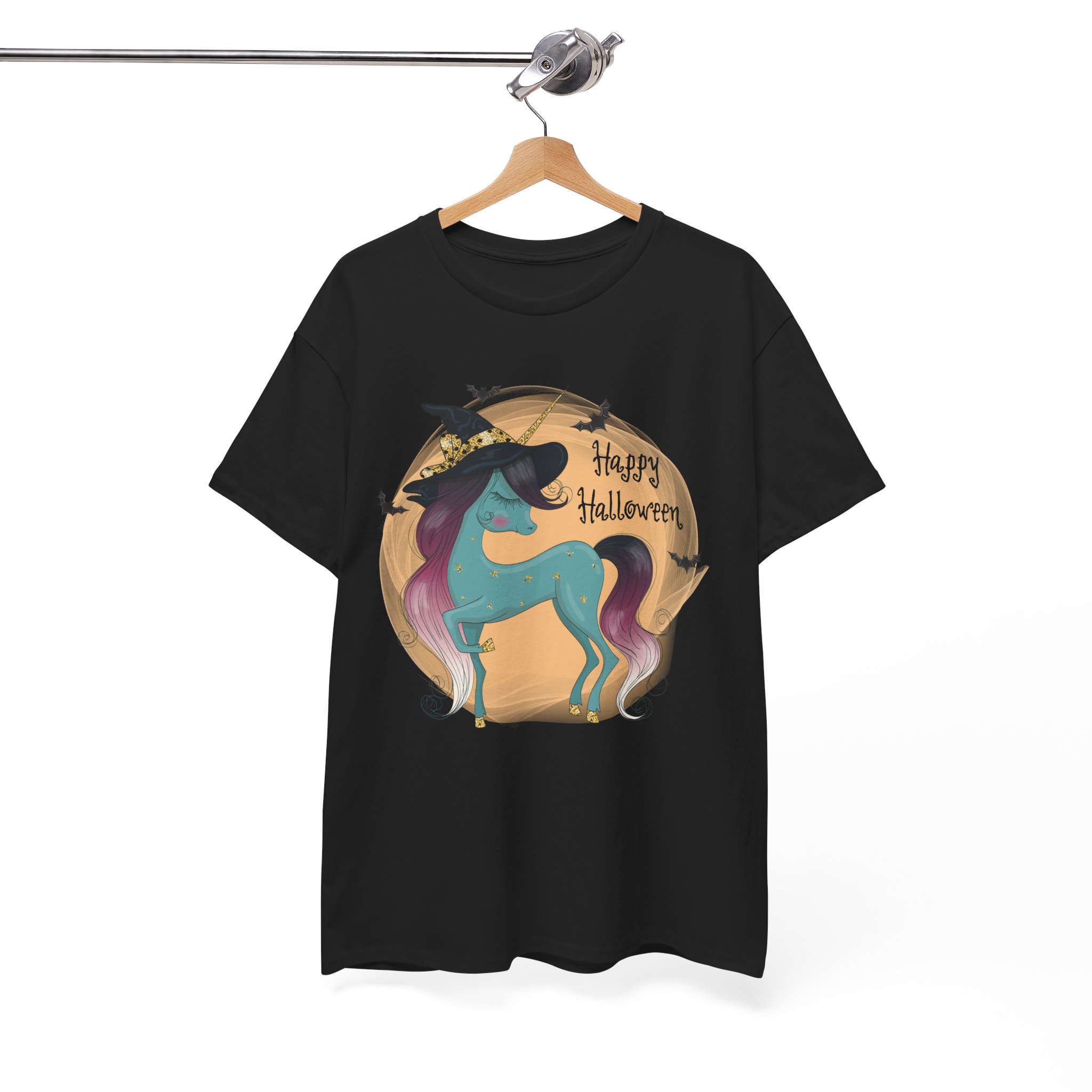 Happy Halloween Unicorn T-Shirt - Witch Hat Fantasy Tee - Image 3