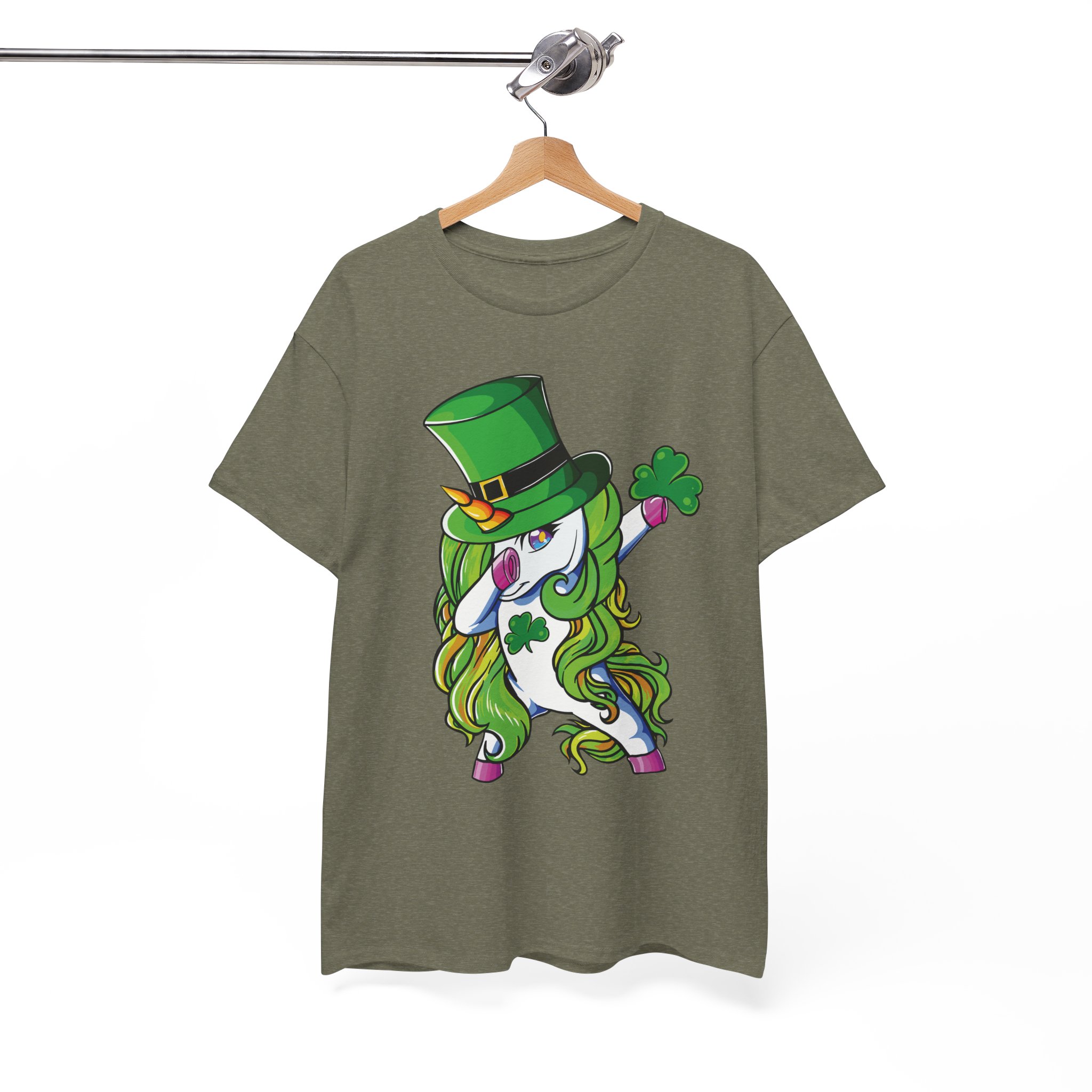St. Patrick's Day Dabbing Unicorn T‑Shirt - Lucky Clover Leprechaun Tee - Image 6