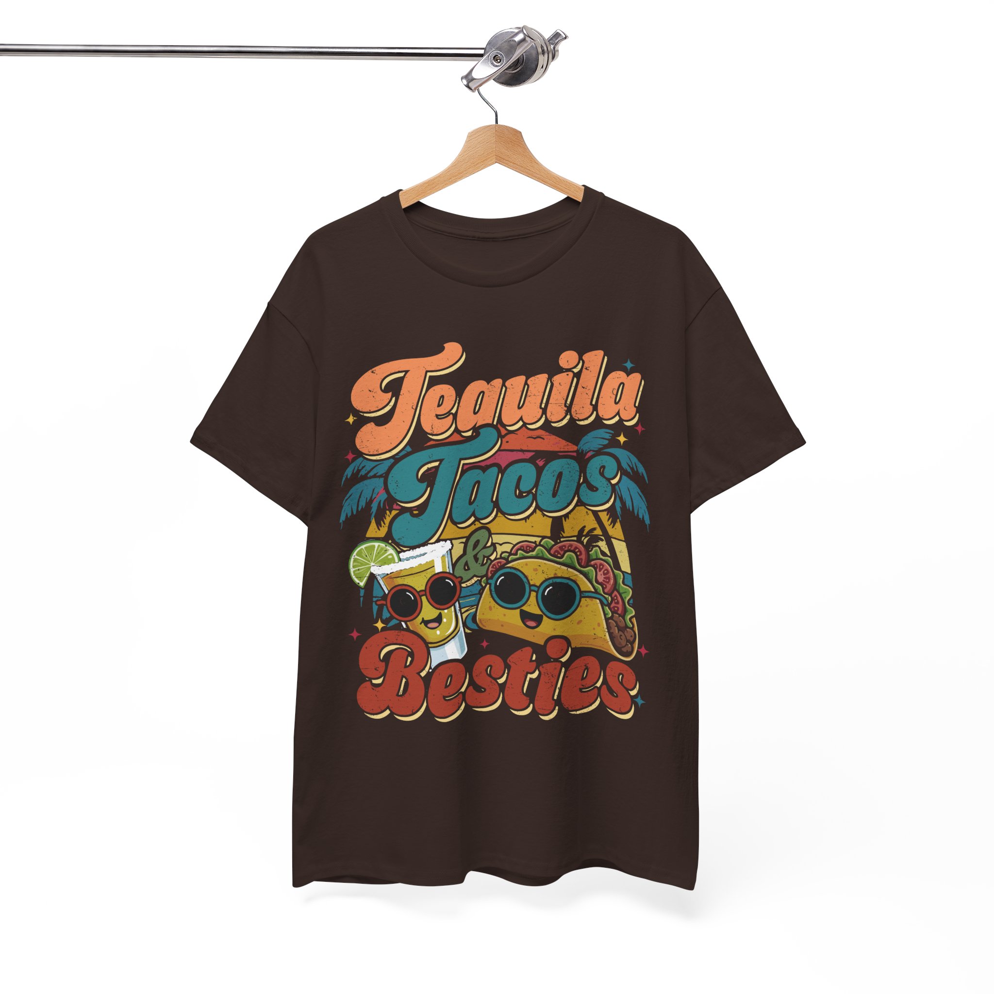 Tequila Tacos And Besties Vintage Retro Taco Festival Shirt - Image 6