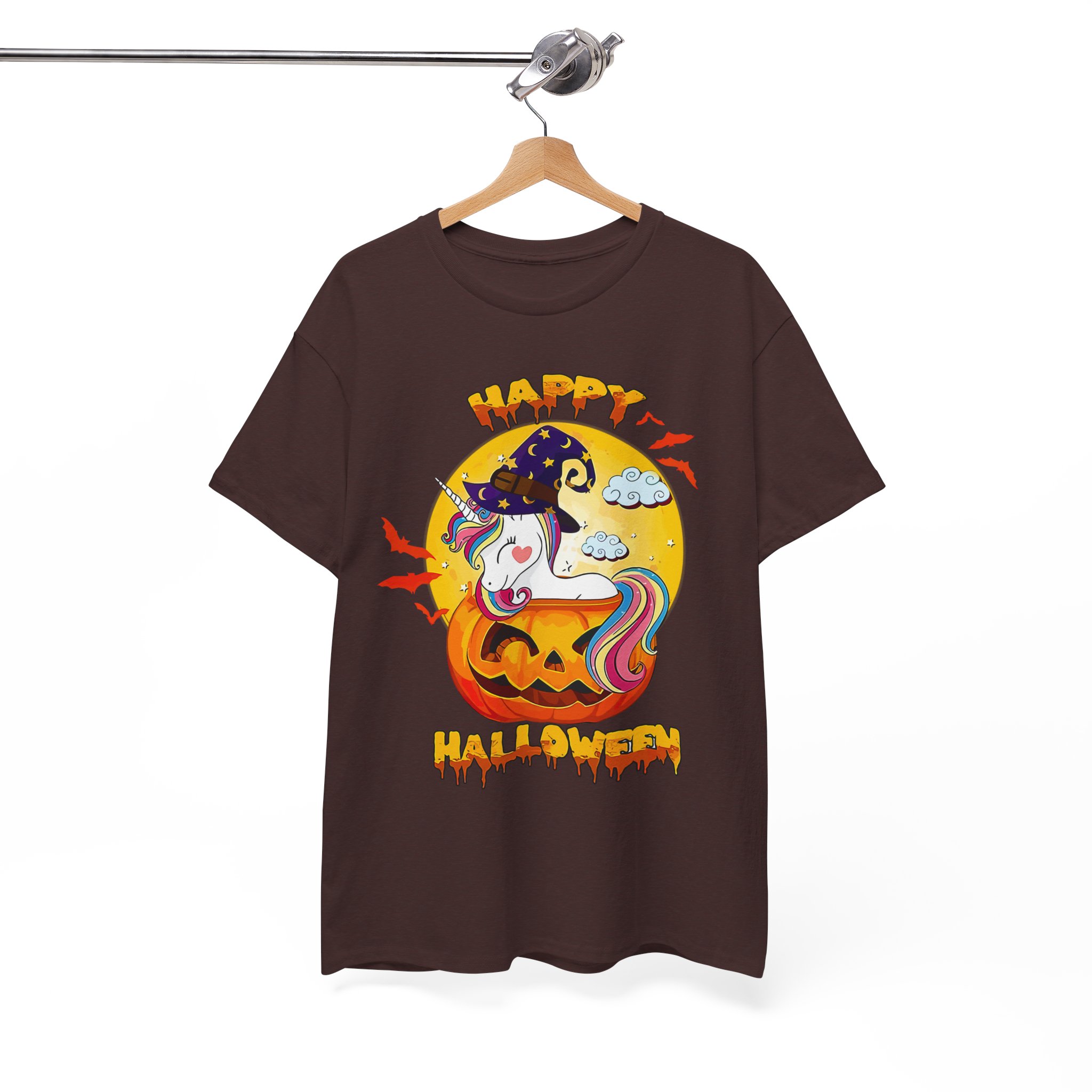 Happy Halloween Unicorn T-Shirt - Cute Rainbow Unicorn on Jack-o'-Lantern Tee - Image 2