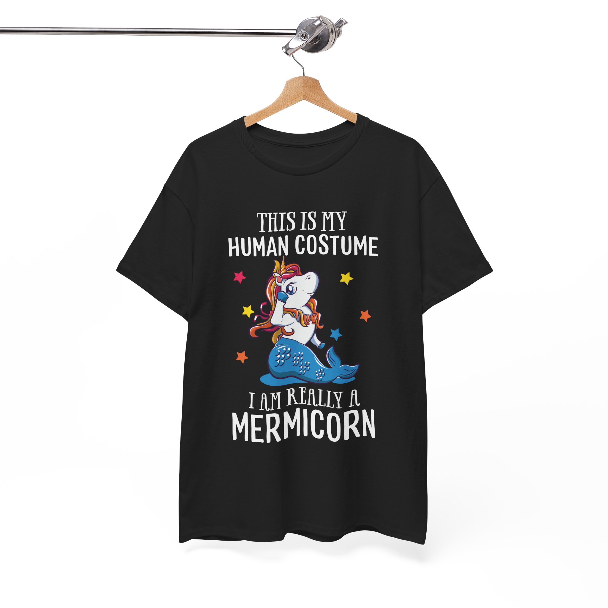 Mermicorn T‑Shirt - "This Is My Human Costume, I Am Really a Mermicorn" Cute Unicorn Merfolk Tee - Image 2