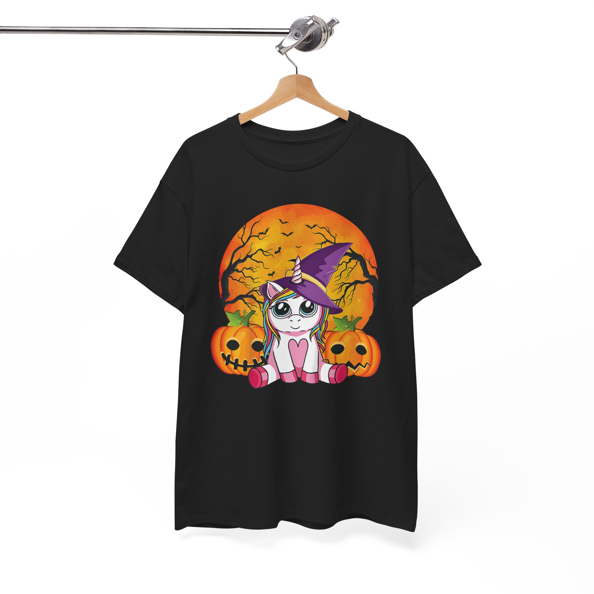 Halloween Cat Tee - Cute Witch Kitty with Pumpkins Shirt