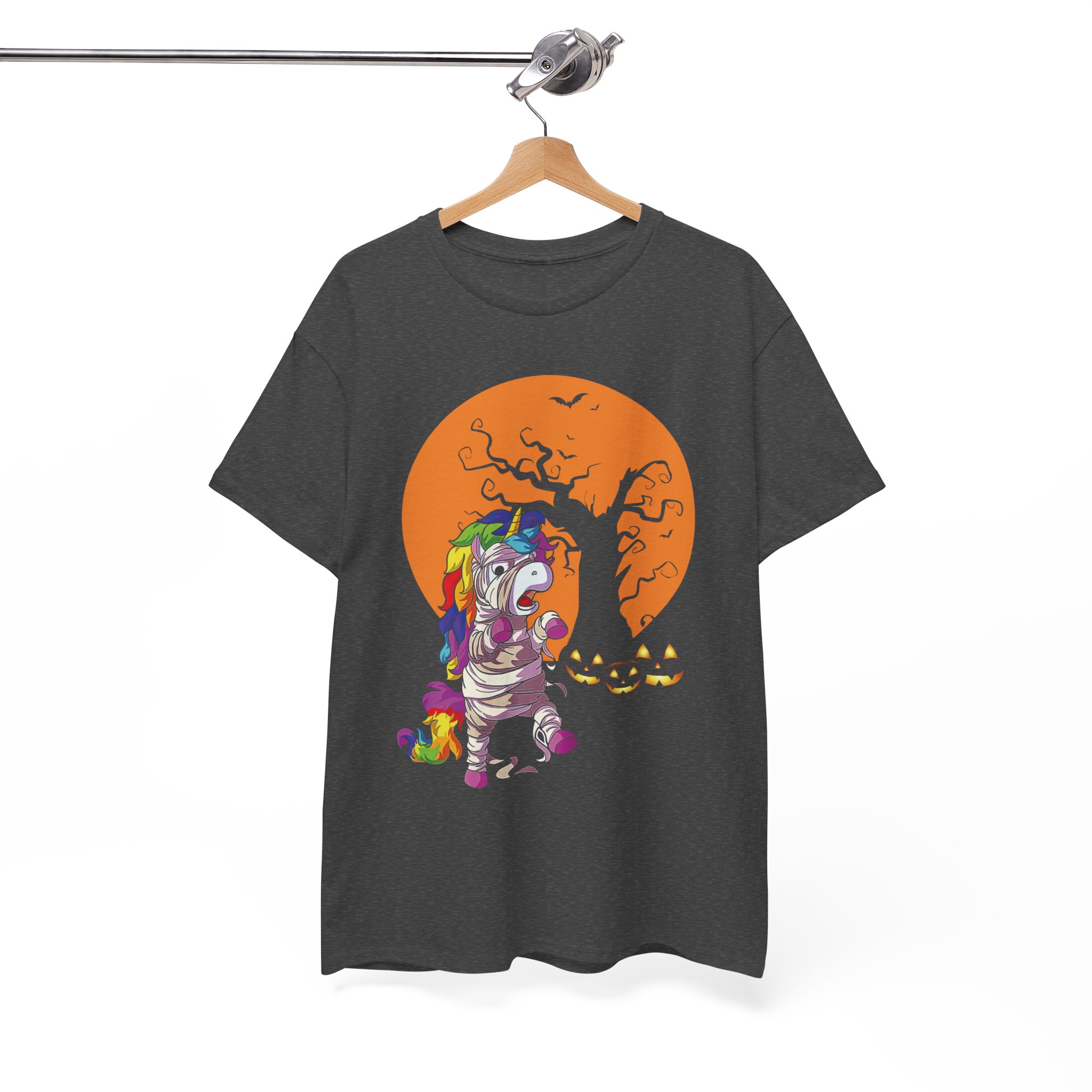 Halloween Unicorn Tee - Rainbow Unicorn Mummy Costume with Jack-O'-Lanterns - Image 4
