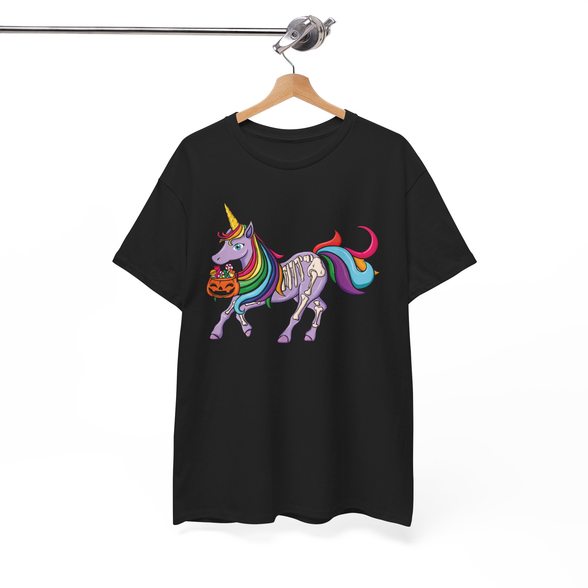 Halloween Rainbow Unicorn T-Shirt - Trick-or-Treat Pumpkin Costume Tee - Image 3