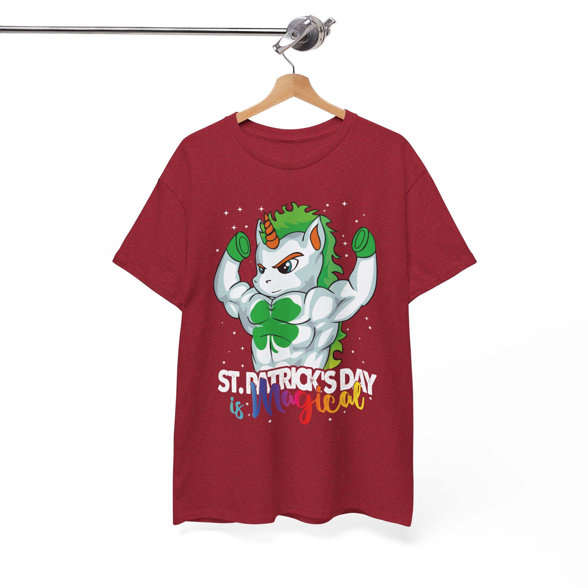 St. Patrick's Day Magical Unicorn T-Shirt - Strong Unicorn with Shamrock Design - Image 10