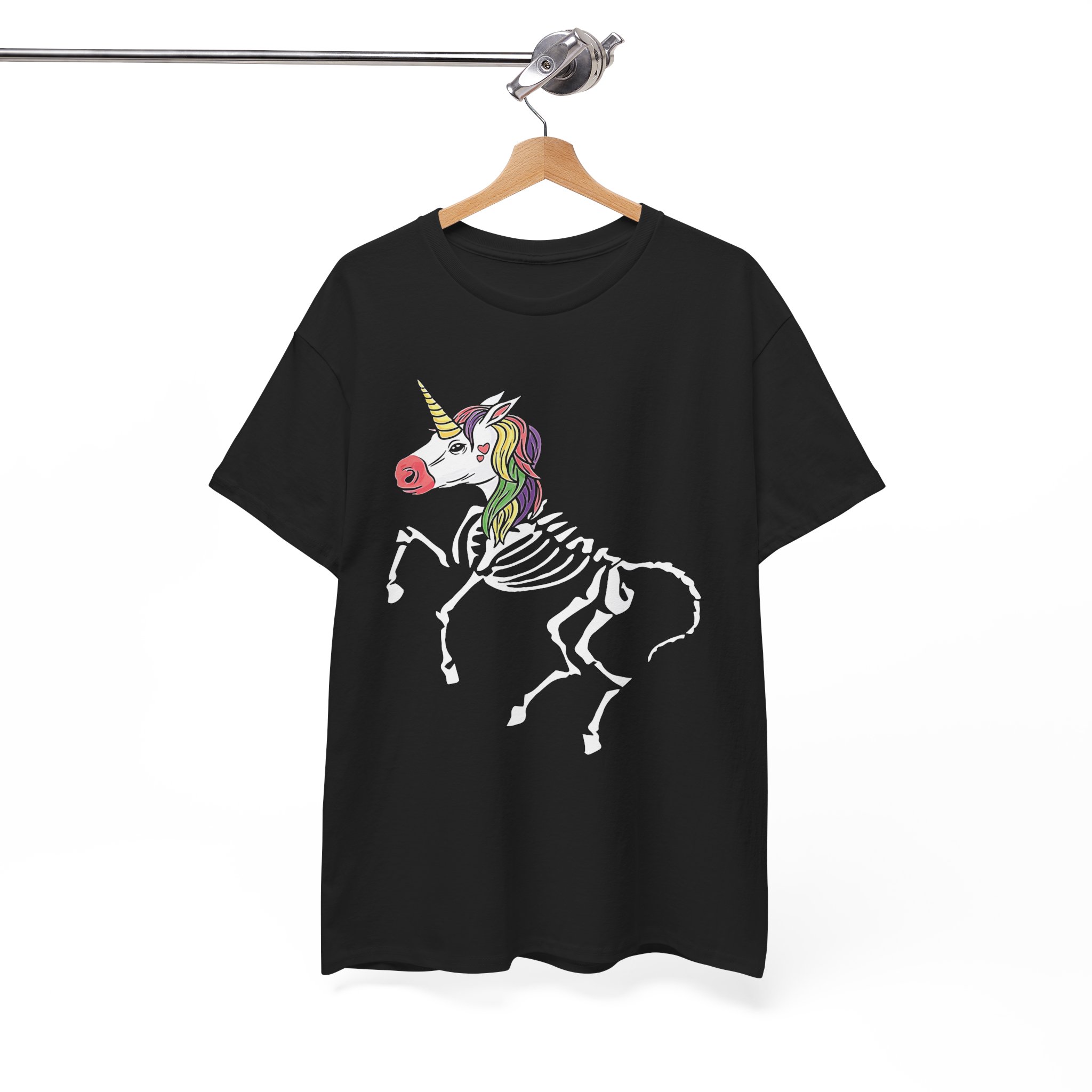 Skeleton Unicorn T‑Shirt - Rainbow Skull Fantasy Tee - Image 3