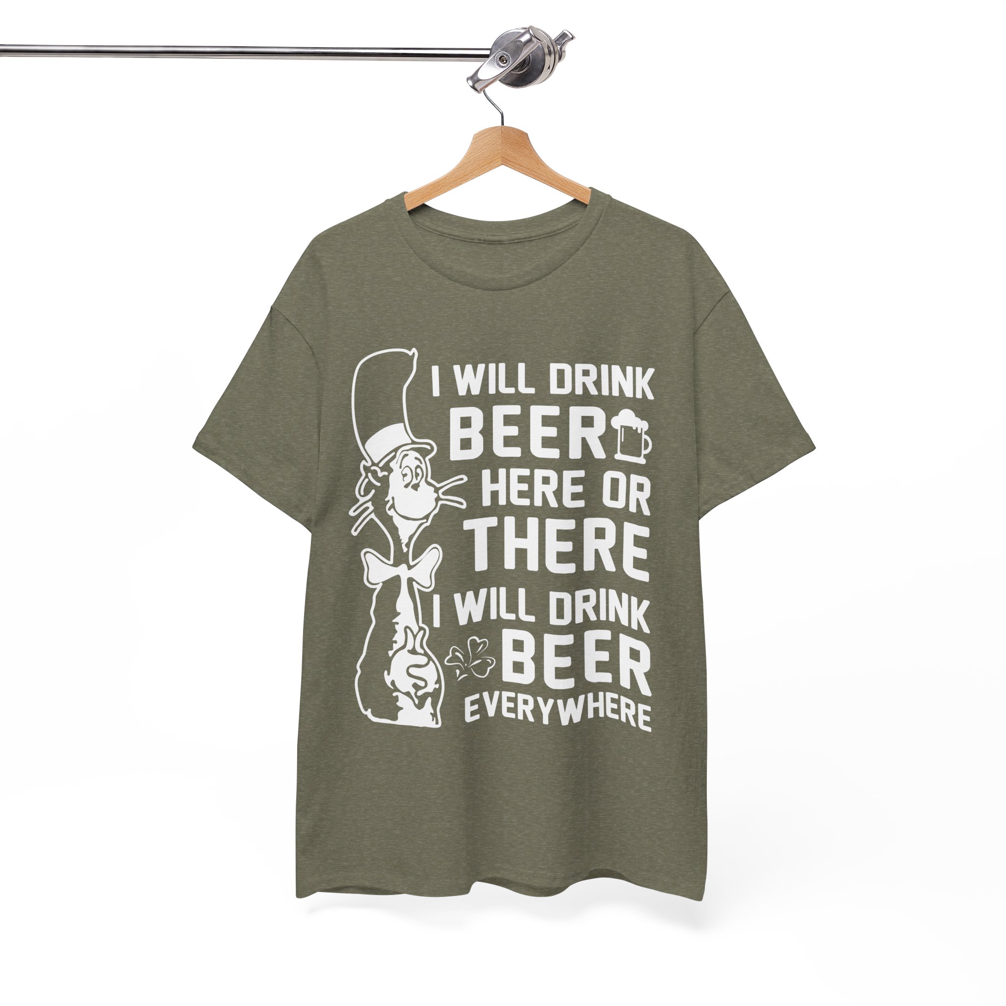 I Will Drink Beer Everywhere Funny Dr. Seuss Parody T-Shirt - Image 4