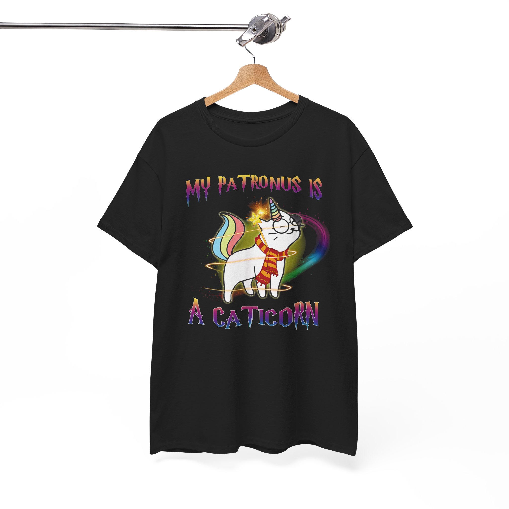 My Patronus Is a Caticorn T‑Shirt - Cute Rainbow Cat Unicorn Graphic Tee - Image 3