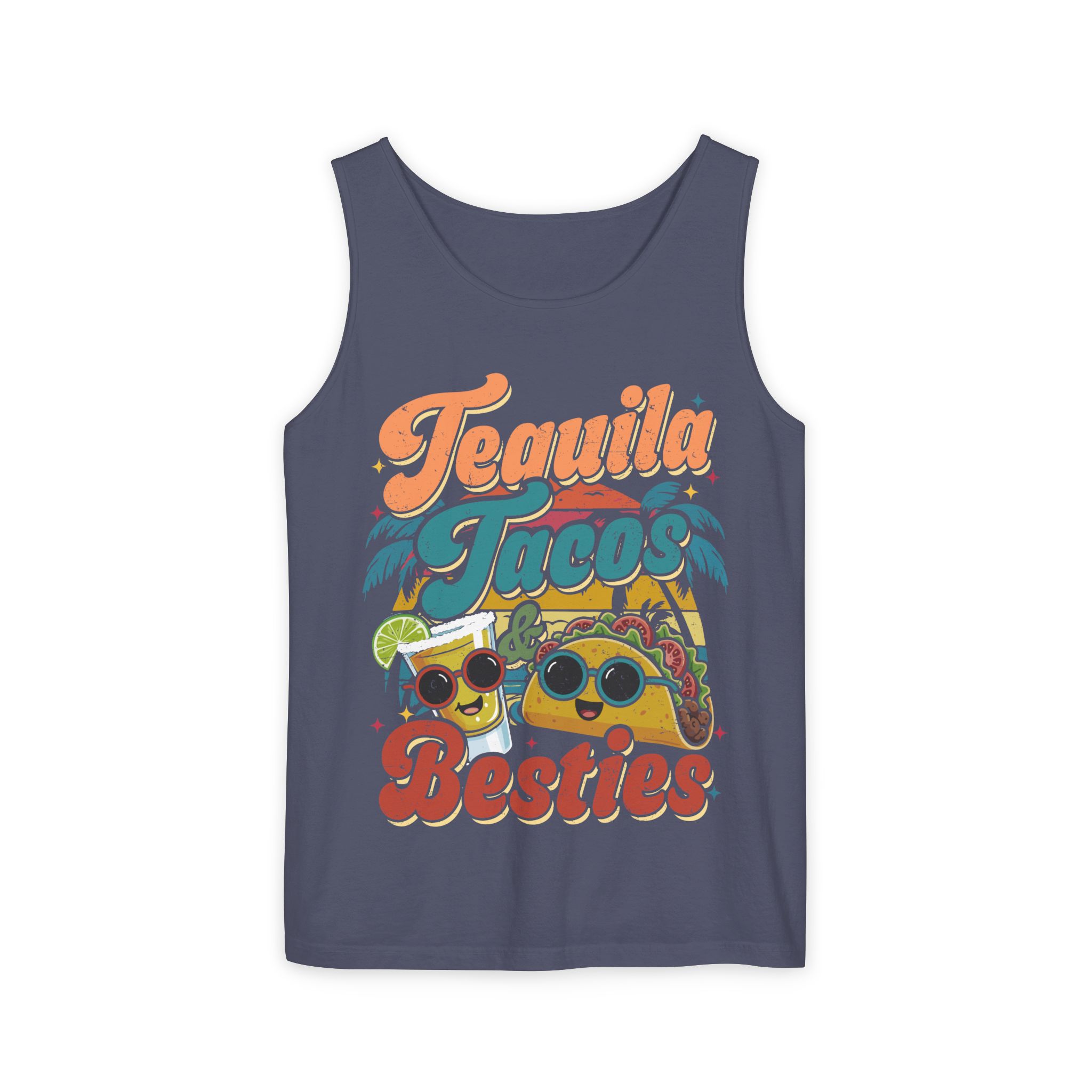Tequila Tacos And Besties Vintage Retro Taco Festival Tank Top - Image 10